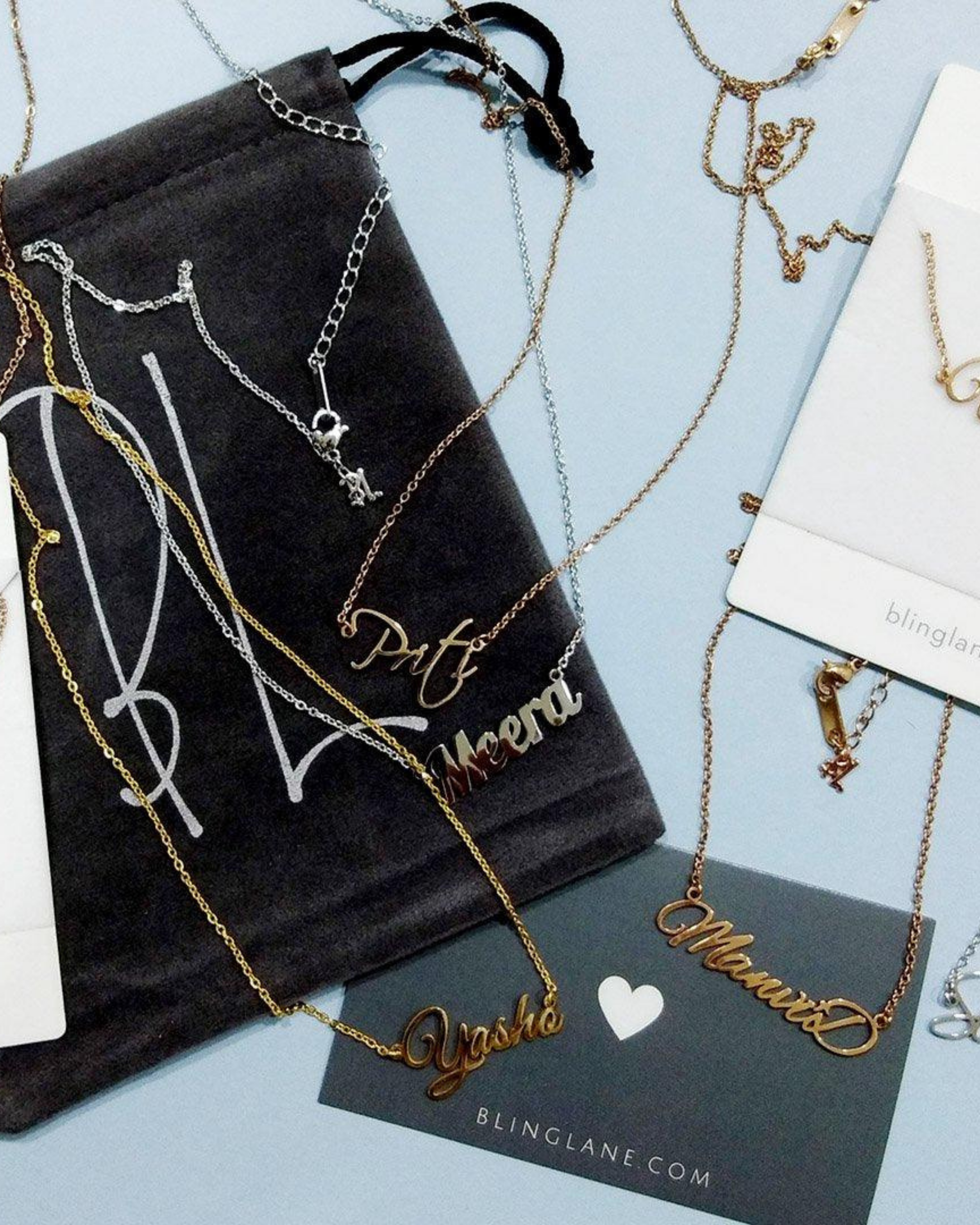 Personalize Couple Names & Hearts Necklace - jewellery by BLINGLANE