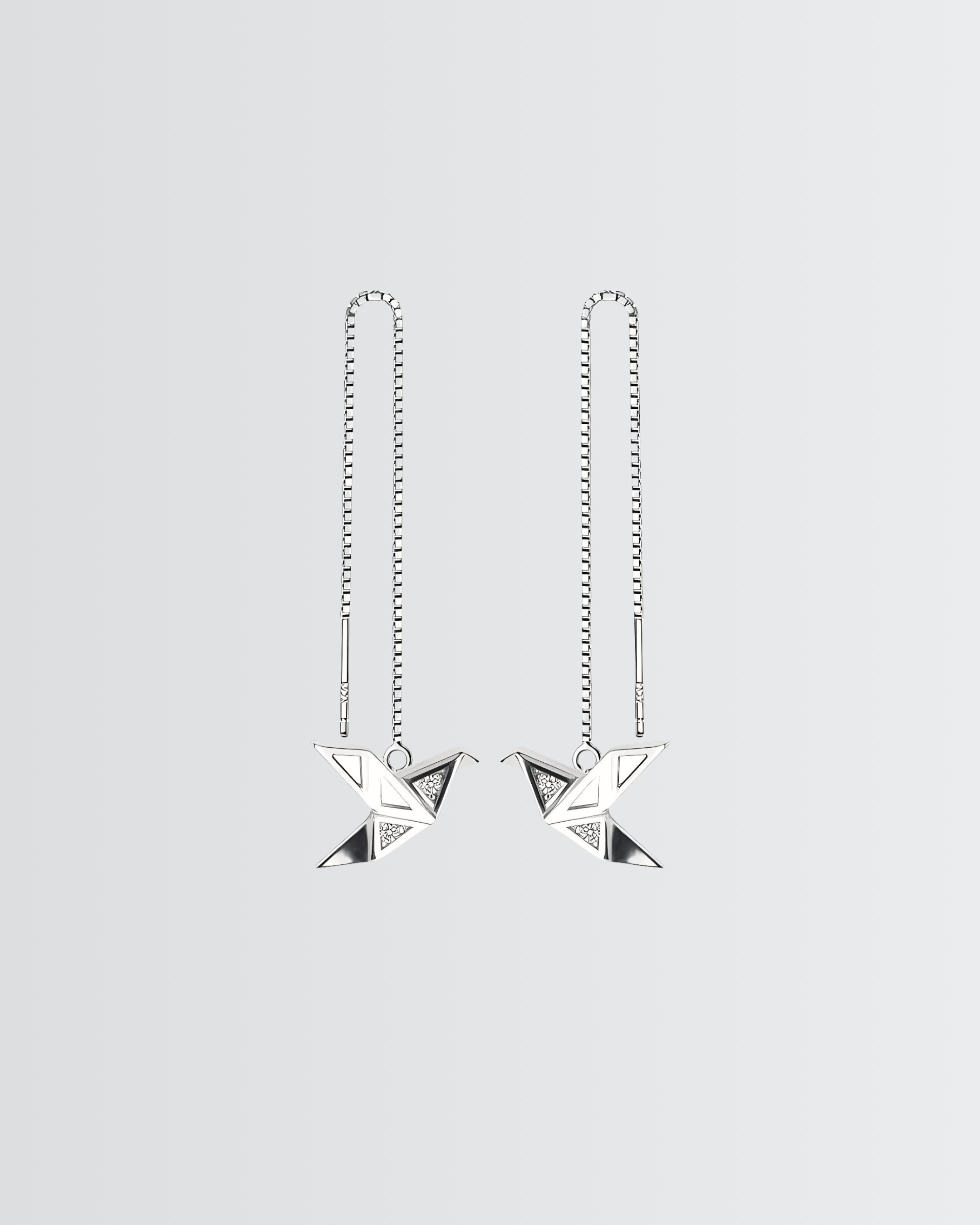 Origami Bird Chain Earrings