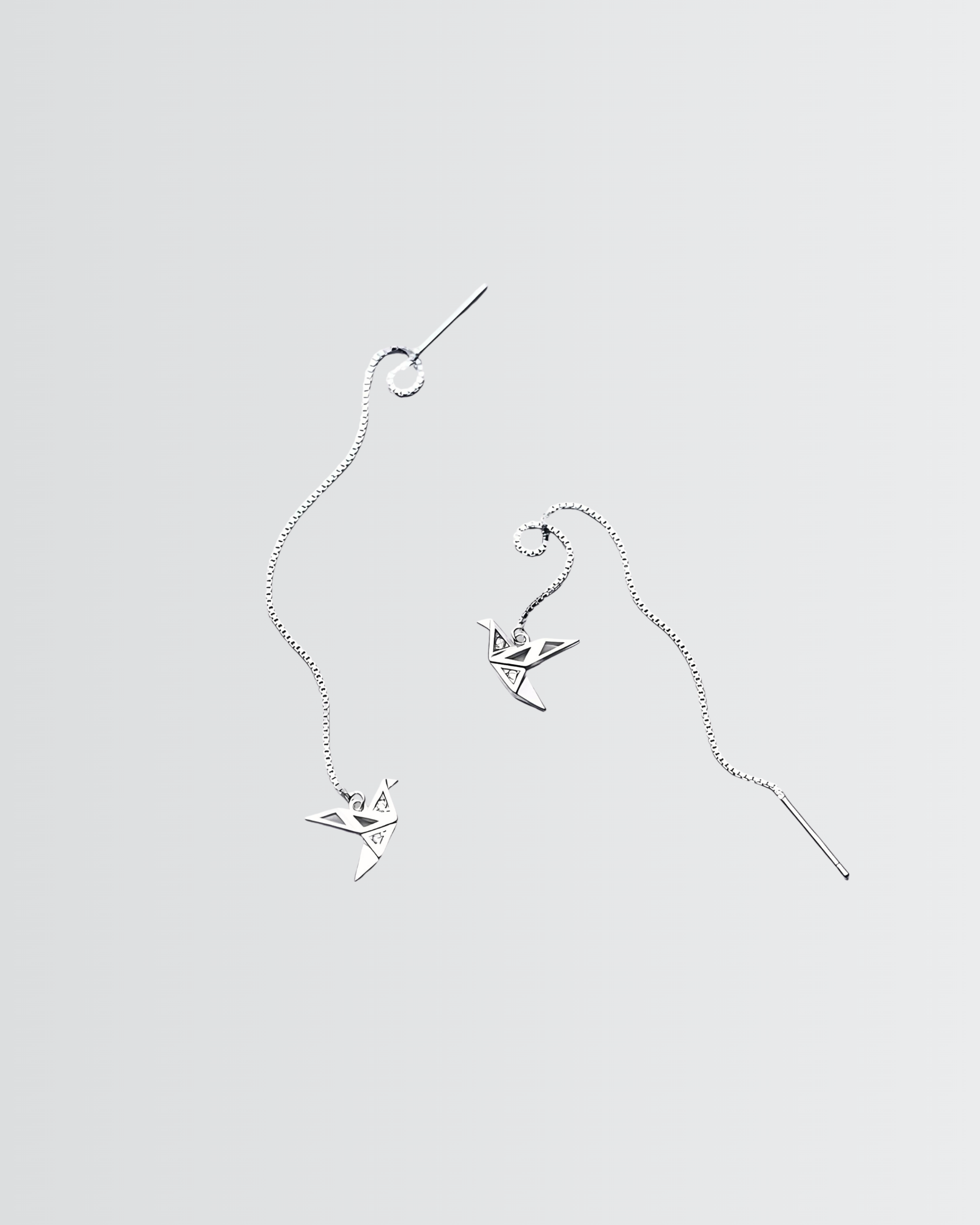 Origami Bird Chain Earrings
