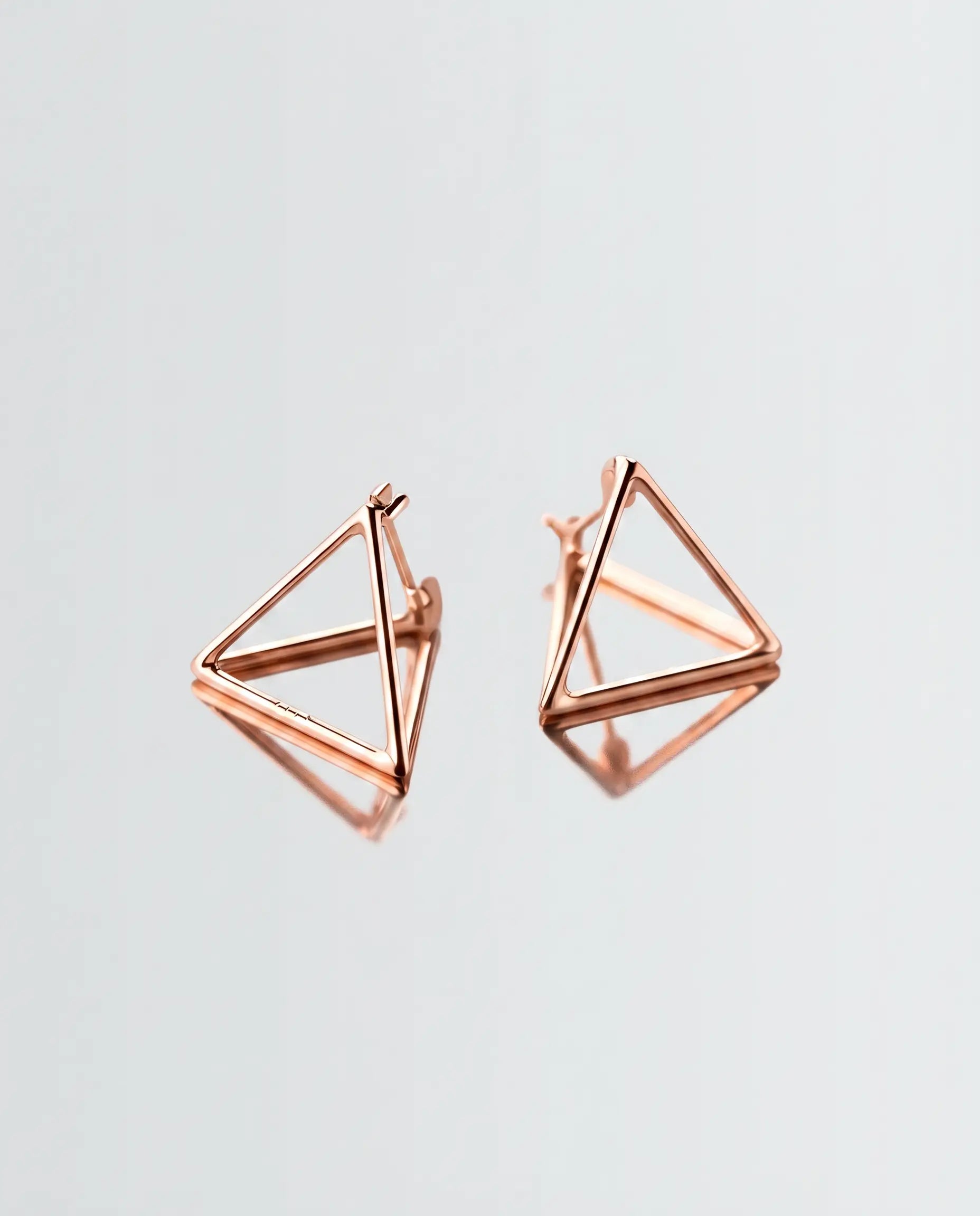 3D Triangular Minimal Studs - Silver Earrings by BLINGLANE
