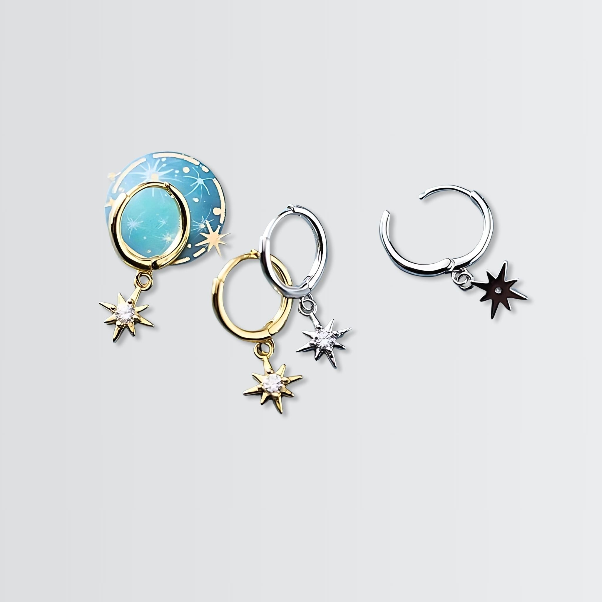 Scintillating Solitaire in Star Hoops - jewellery by BLINGLANE
