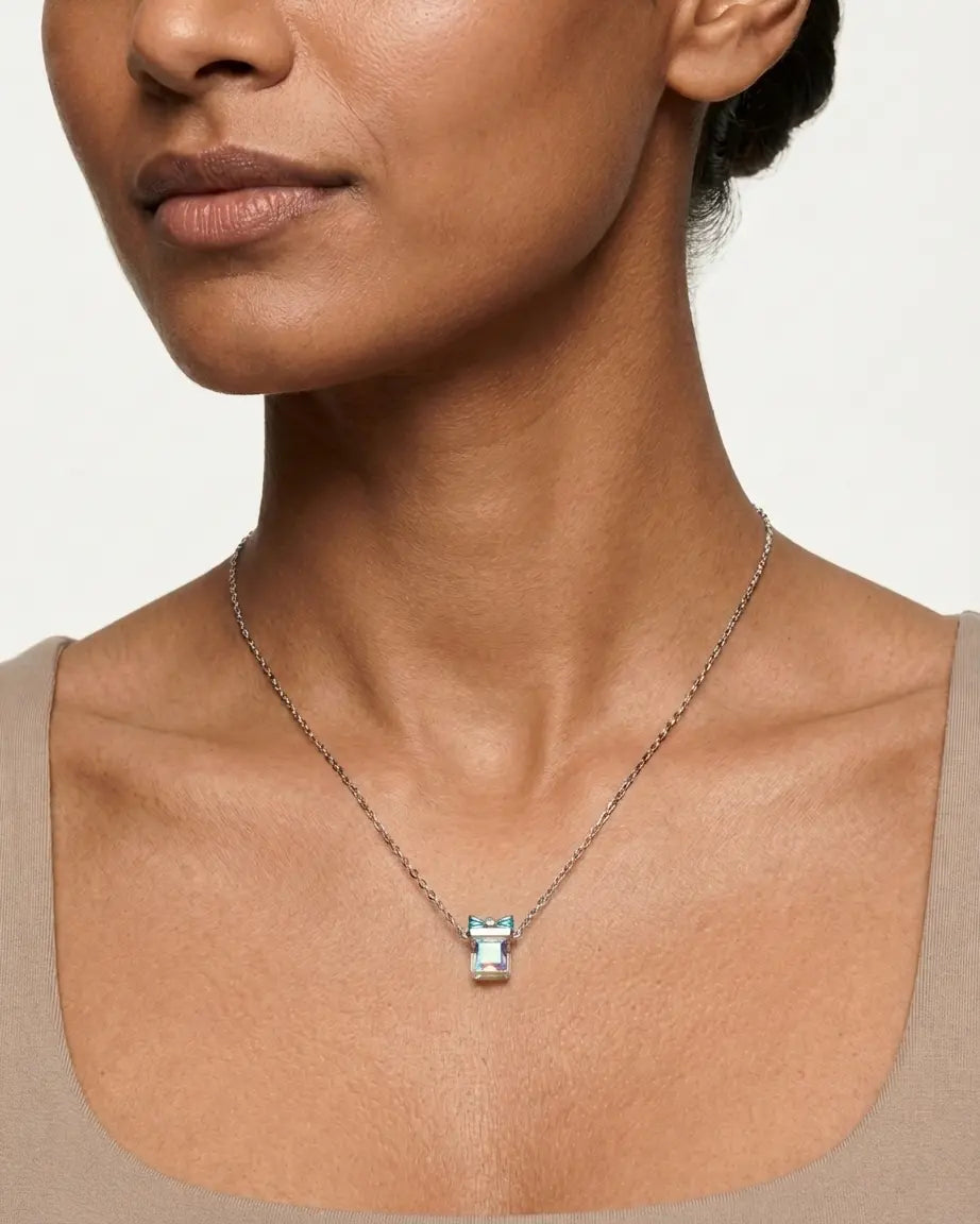 Alluring Bling Box Pendant - Silver Necklace by BLINGLANE