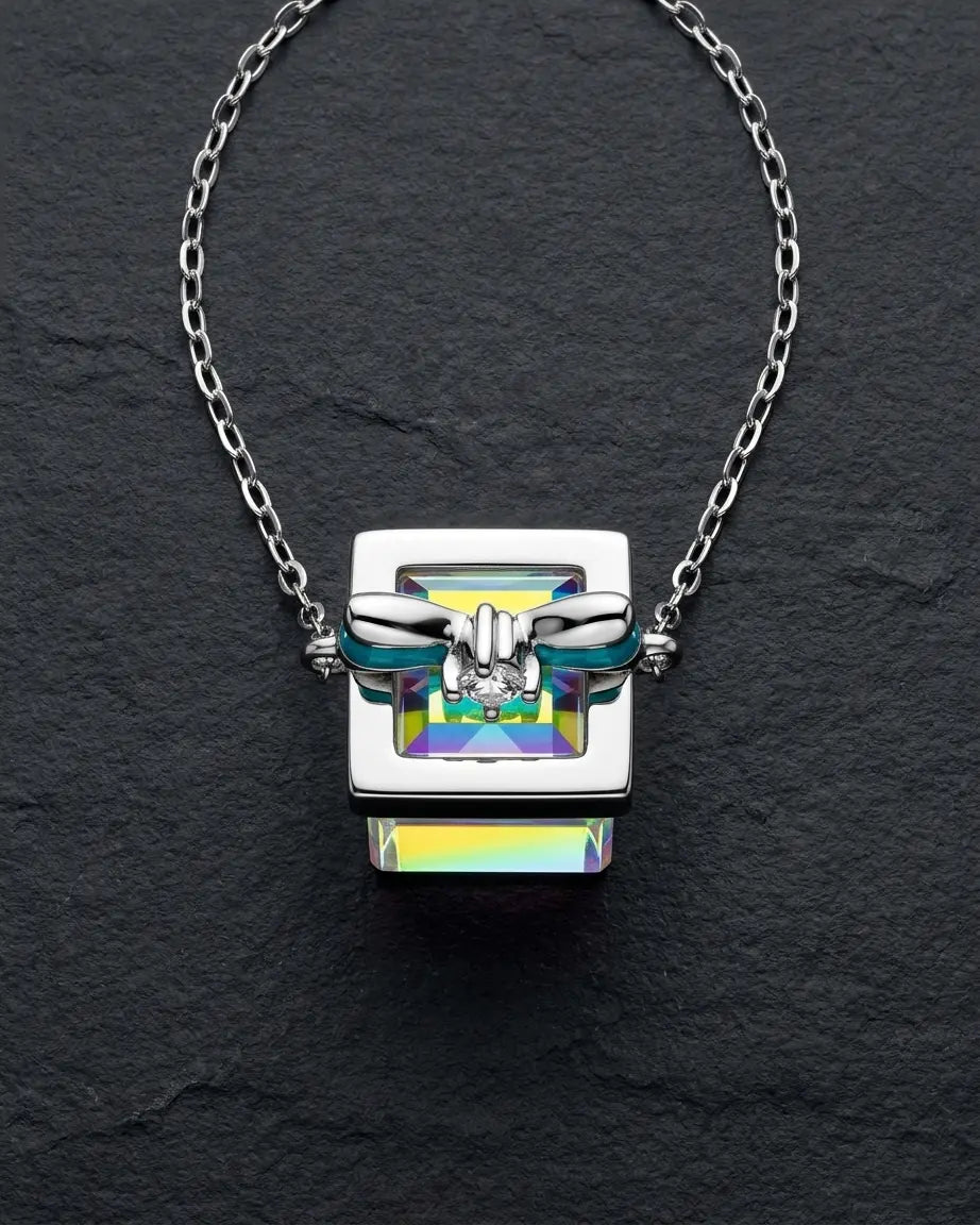 Alluring Bling Box Pendant - Silver Necklace by BLINGLANE