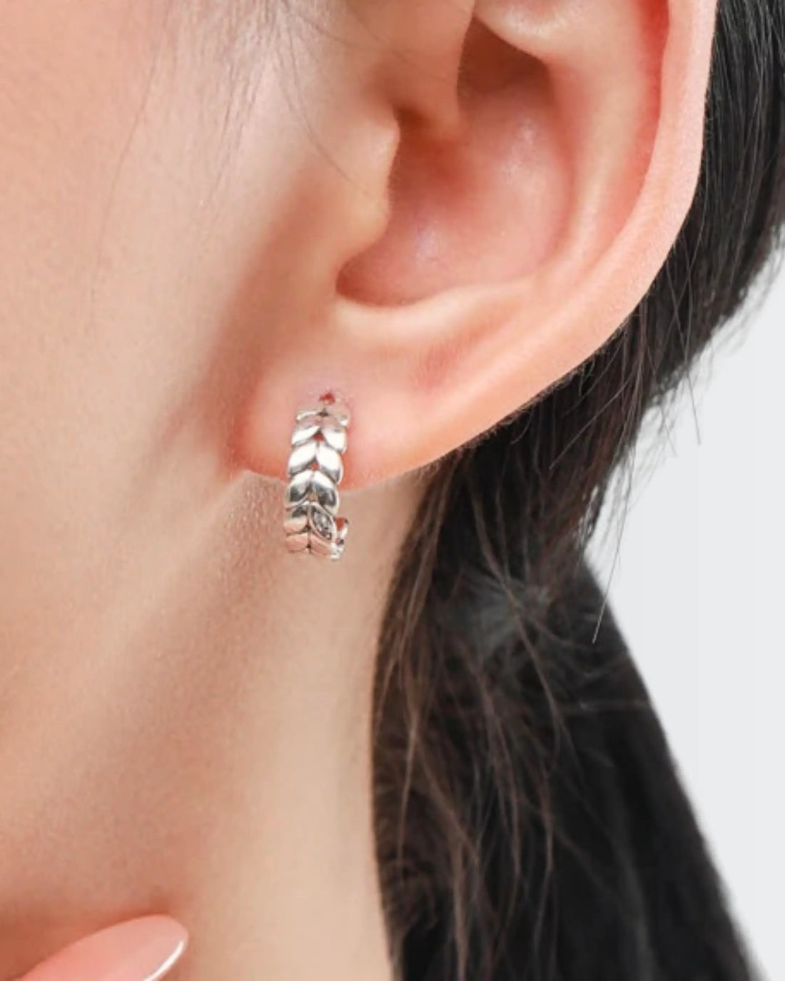 BeLeaf In Yourself Hoops - Silver Earrings by BLINGLANE