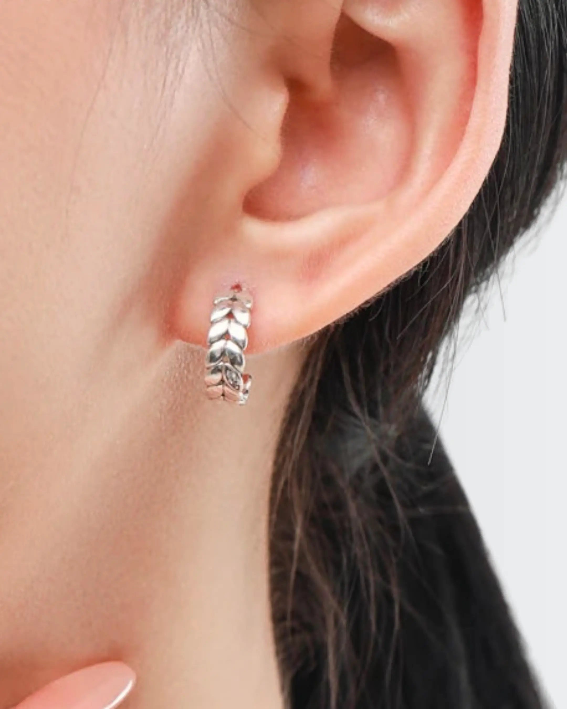 BeLeaf In Yourself Hoops - Silver Earrings by BLINGLANE