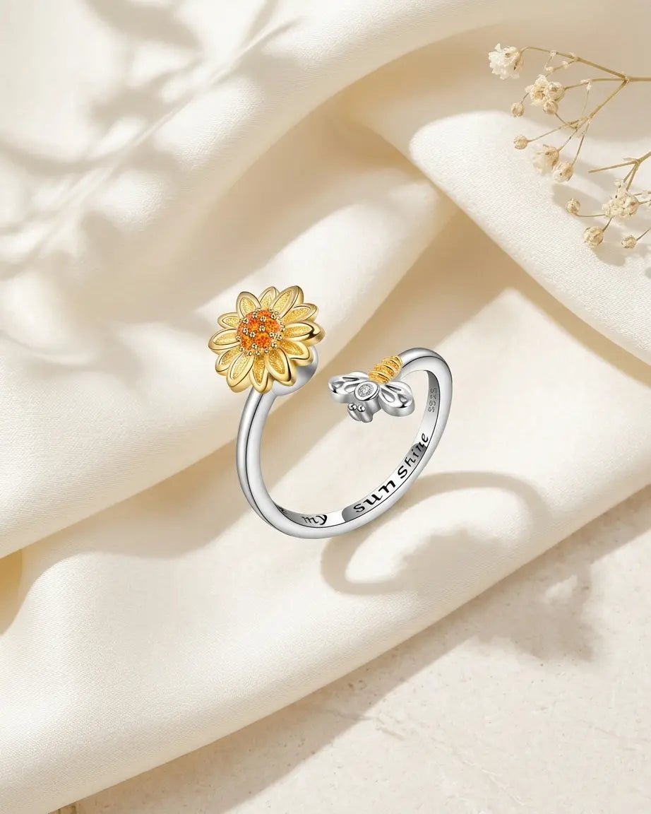 Bee Kind Bloom Bright Spinner Ring - Silver Ring by BLINGLANE