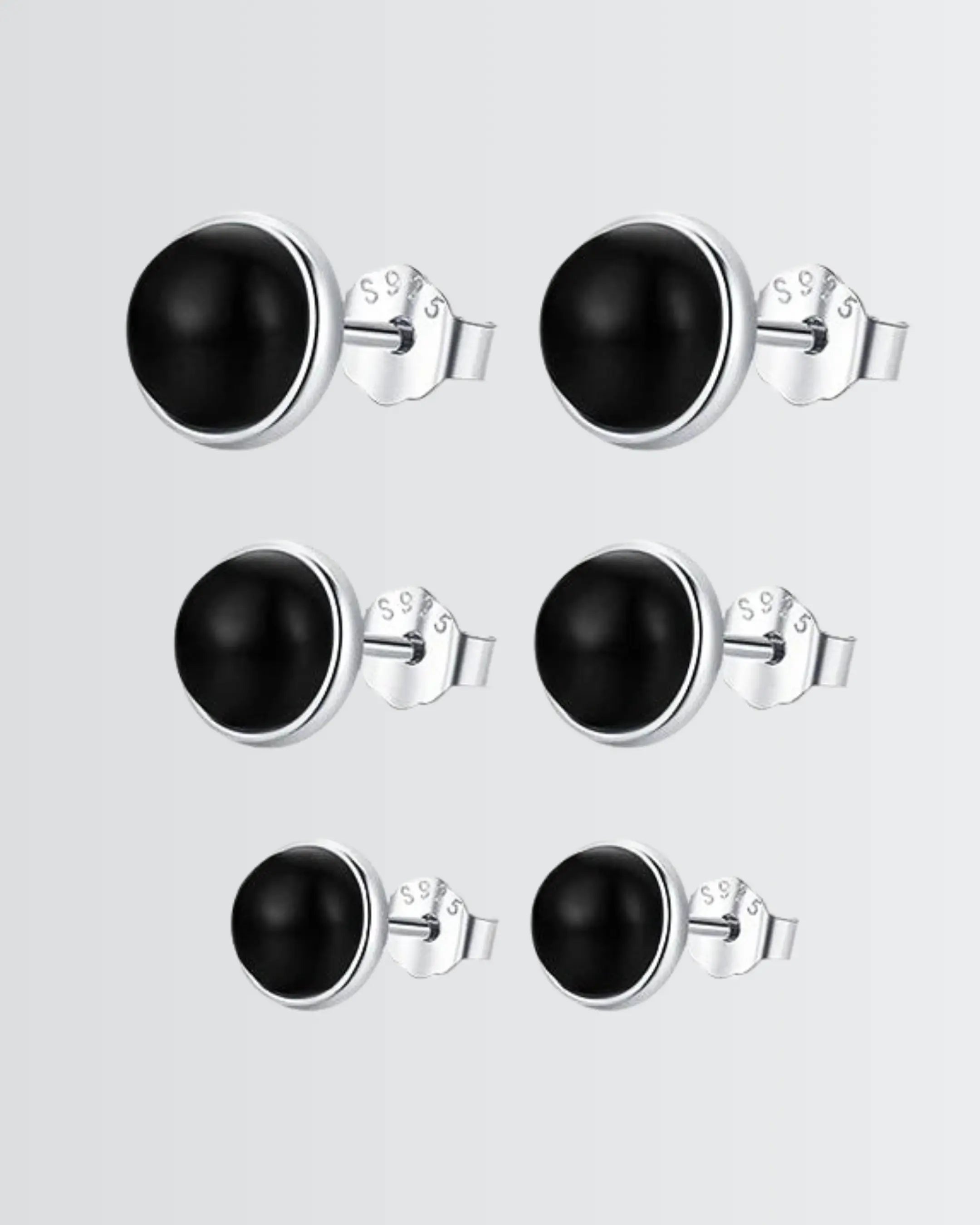 Black Onyx Aura Studs - Silver Earrings by BLINGLANE