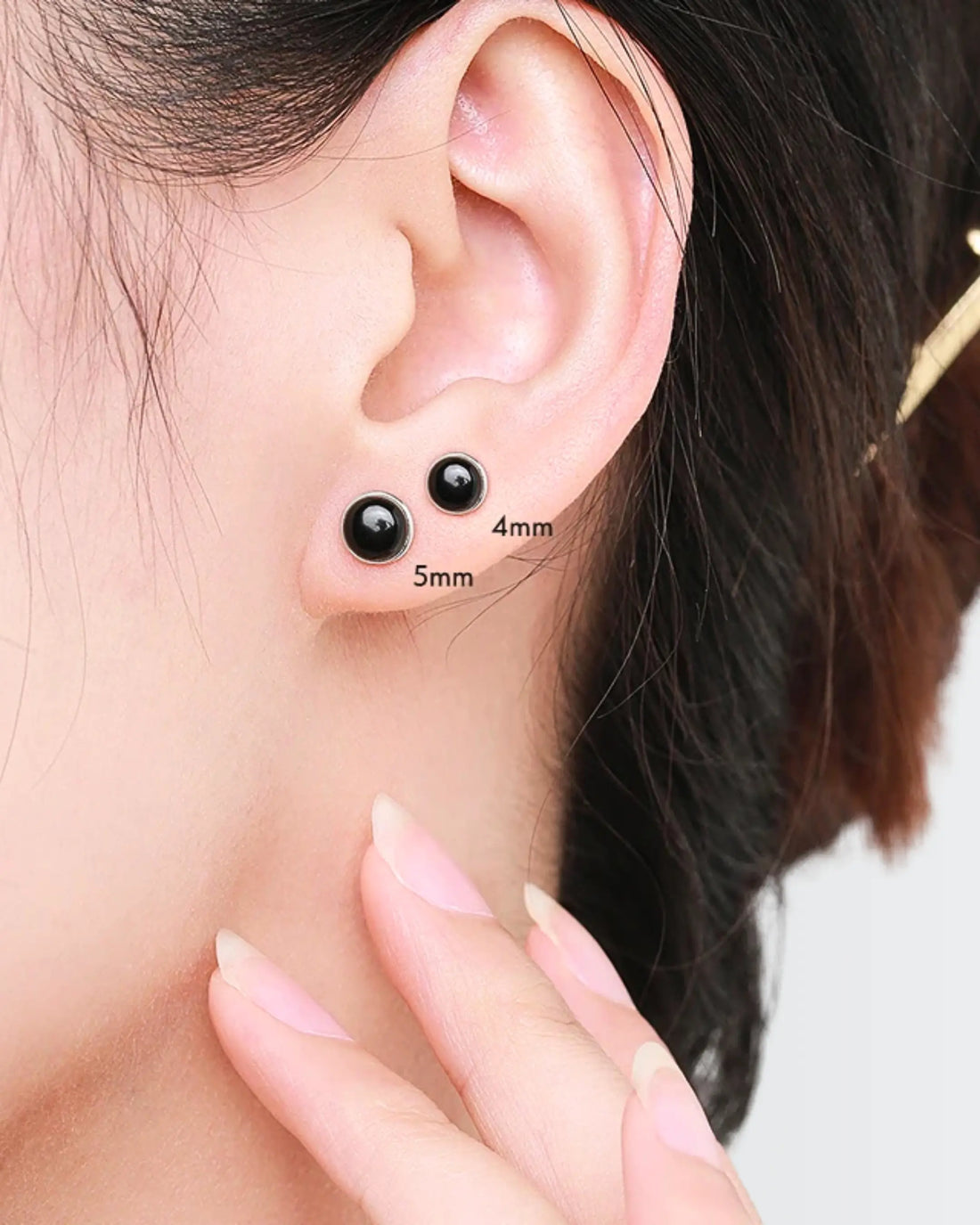 Black Onyx Aura Studs - Silver Earrings by BLINGLANE