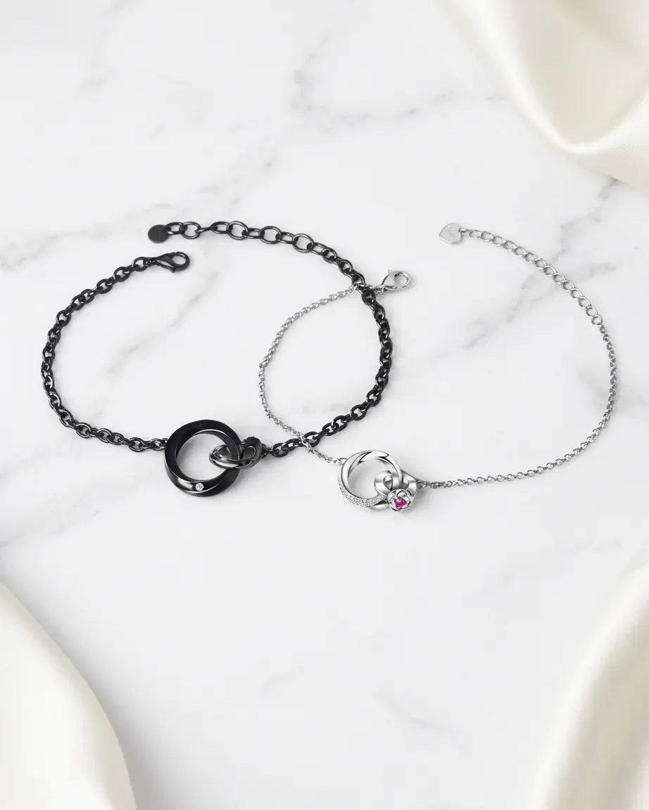 Bold & Grace Couple Bracelet - Silver Bracelet by BLINGLANE