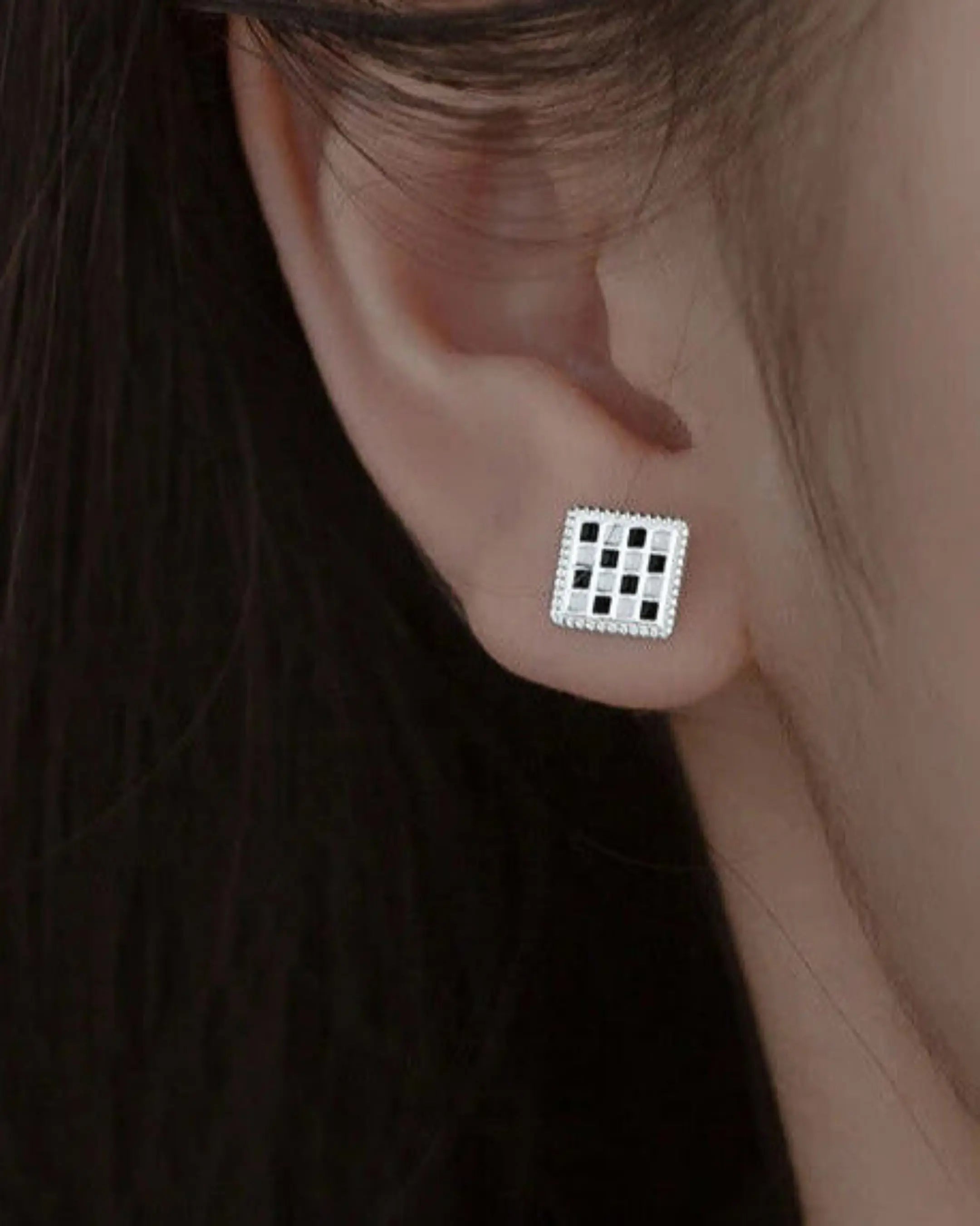 Chess Charm Studs - Silver Earrings by BLINGLANE