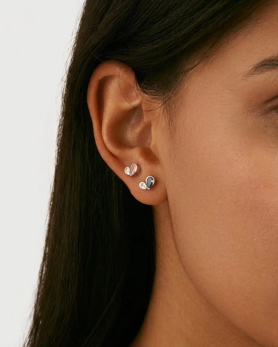 Cutesy Love Studs - Silver Earrings by BLINGLANE