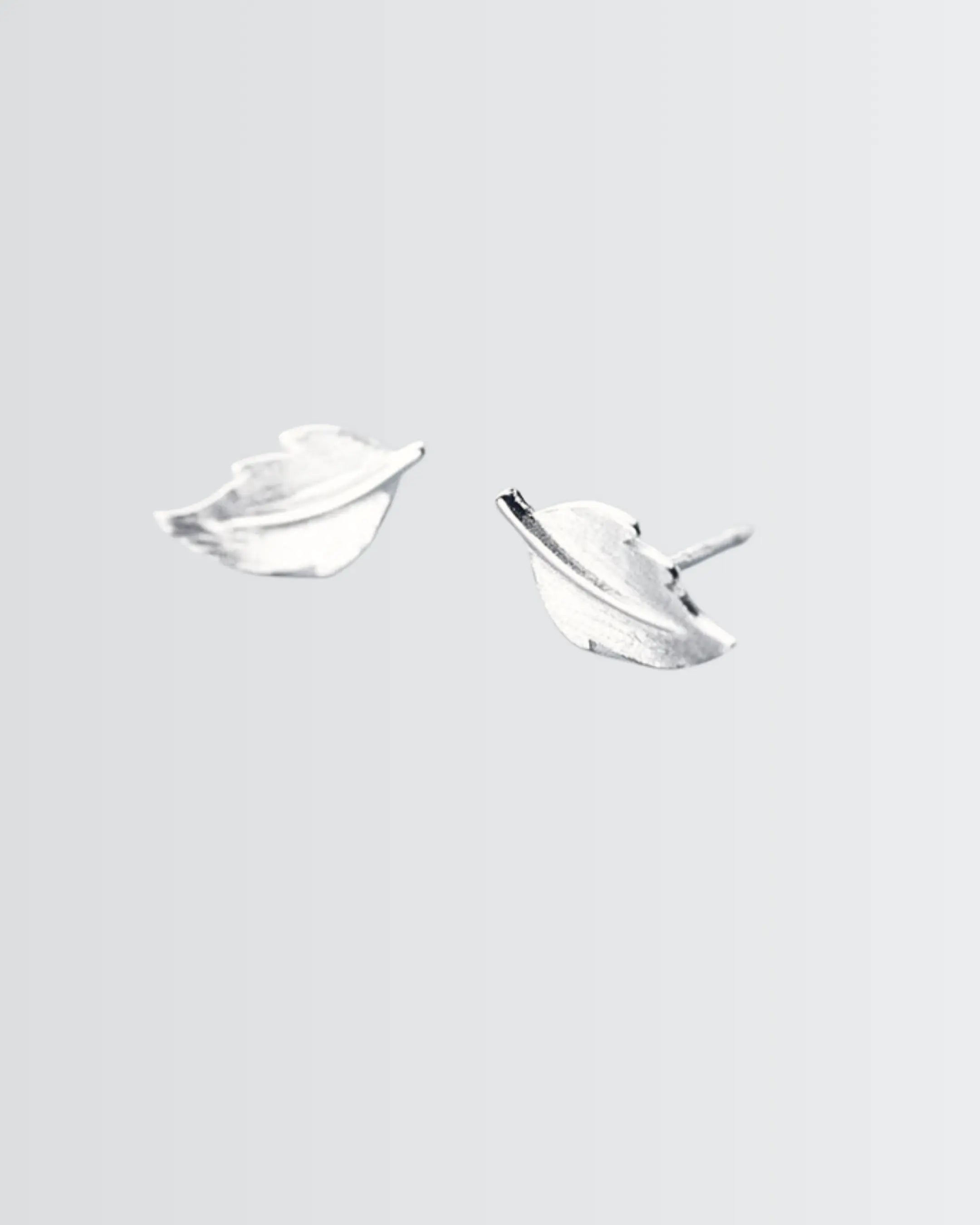 Dainty Leaf Mini Studs - Silver Earrings by BLINGLANE