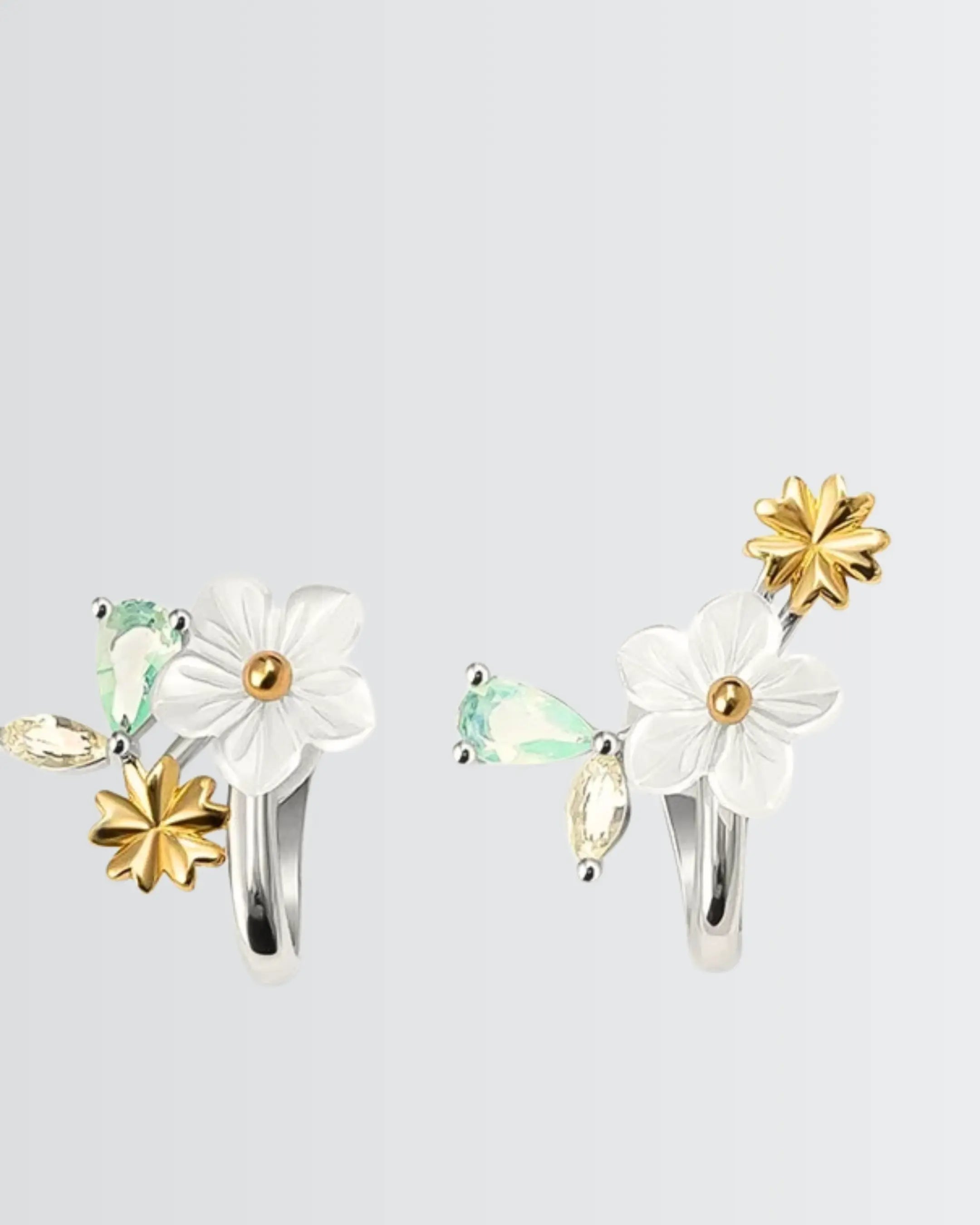 Efflorescence Clip On Earcuffs - Silver Earrings by BLINGLANE