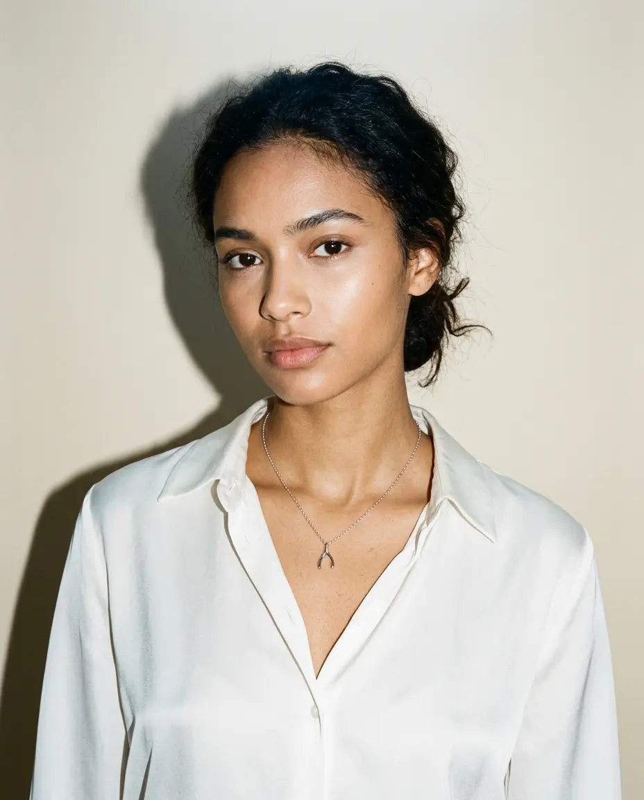 Elegant Wishbone Minimal Necklace - Silver Necklace by BLINGLANE