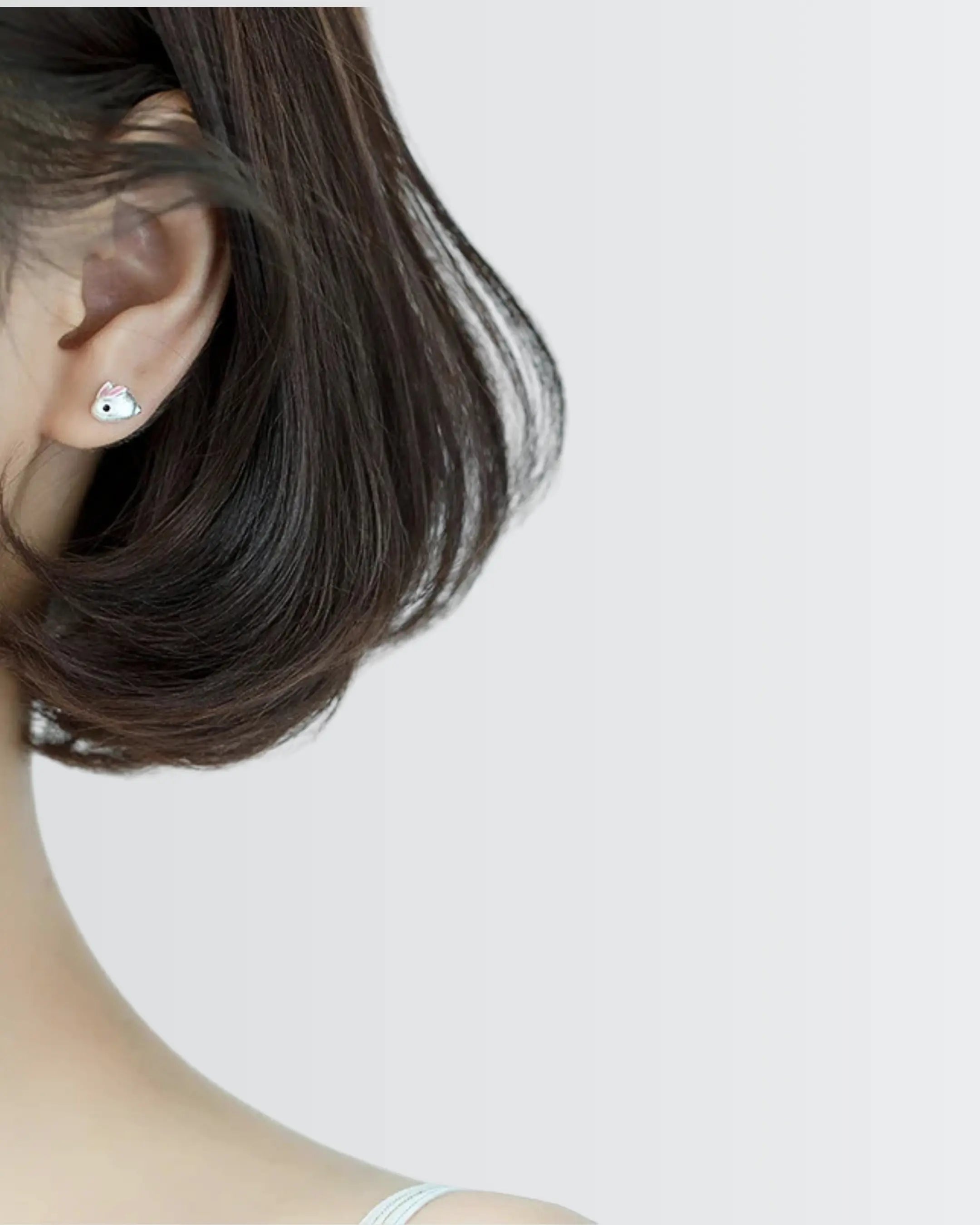 Fluffy Bunny Mini Studs - Silver Earrings by BLINGLANE
