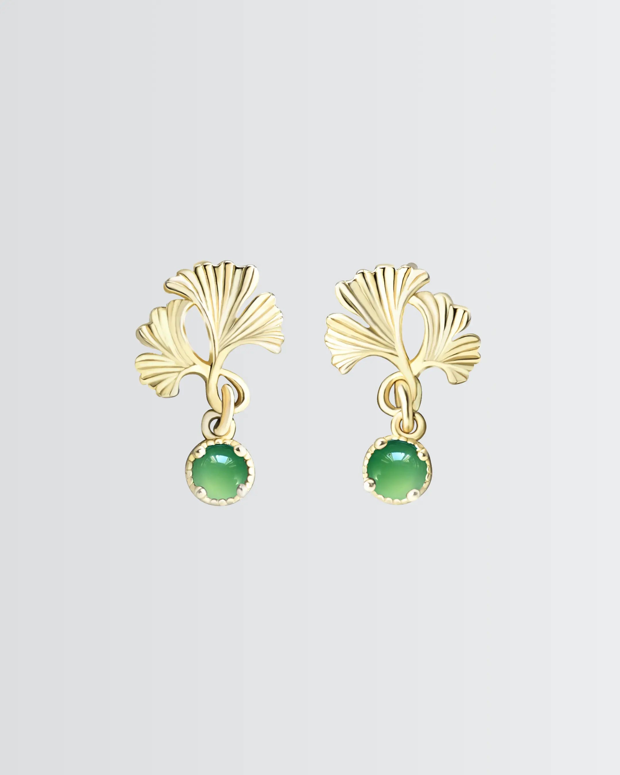 Golden Ginkgo Earrings - Silver Earrings by BLINGLANE