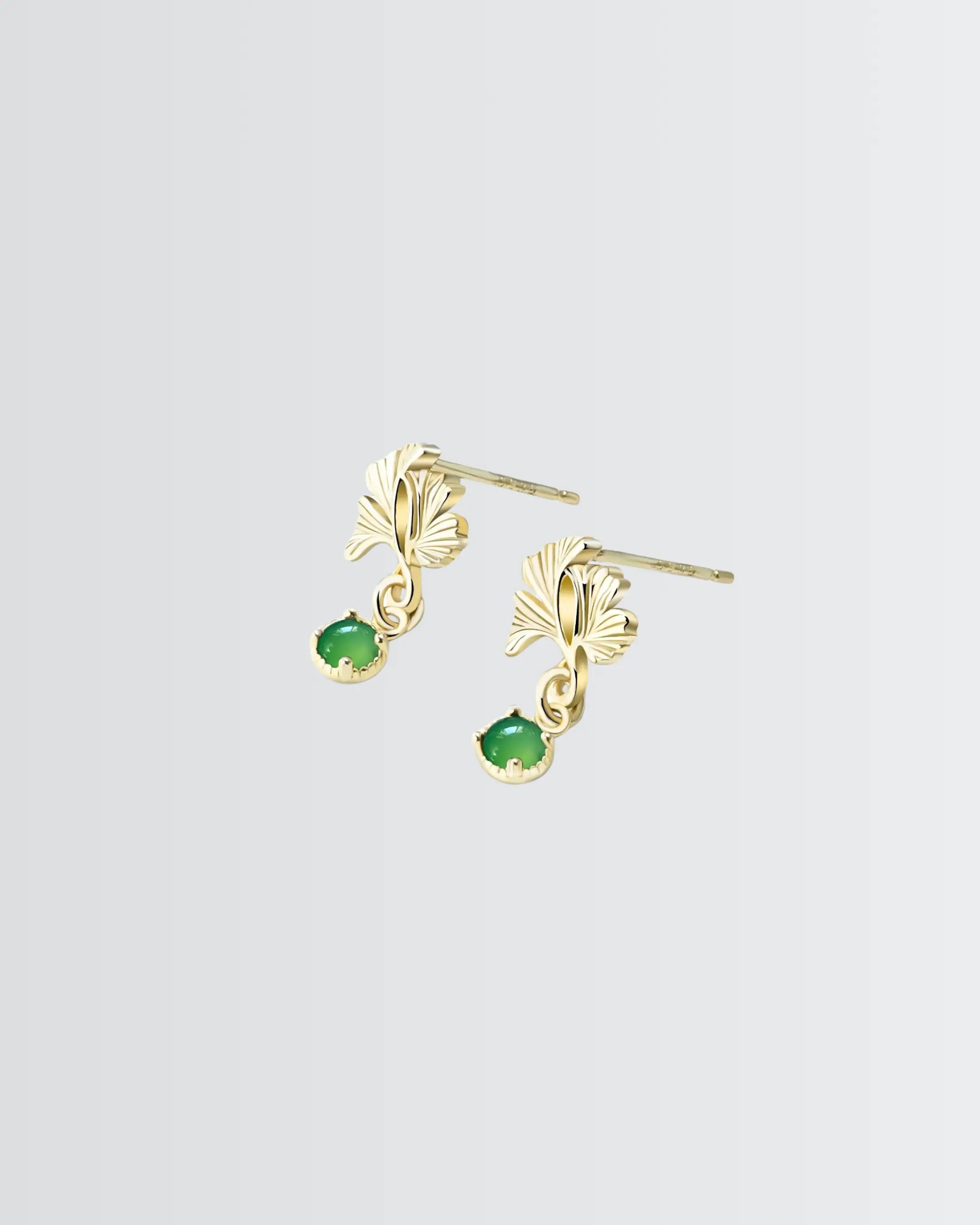 Golden Ginkgo Earrings - Silver Earrings by BLINGLANE