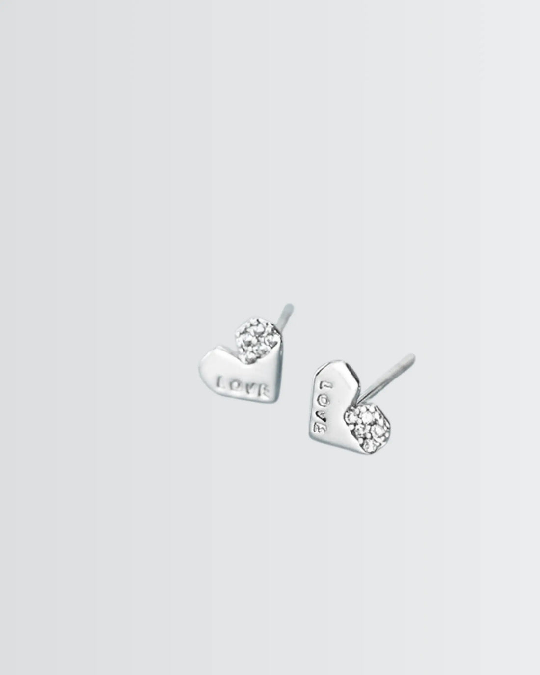 Heartlight Minimal Studs - Silver Earrings by BLINGLANE