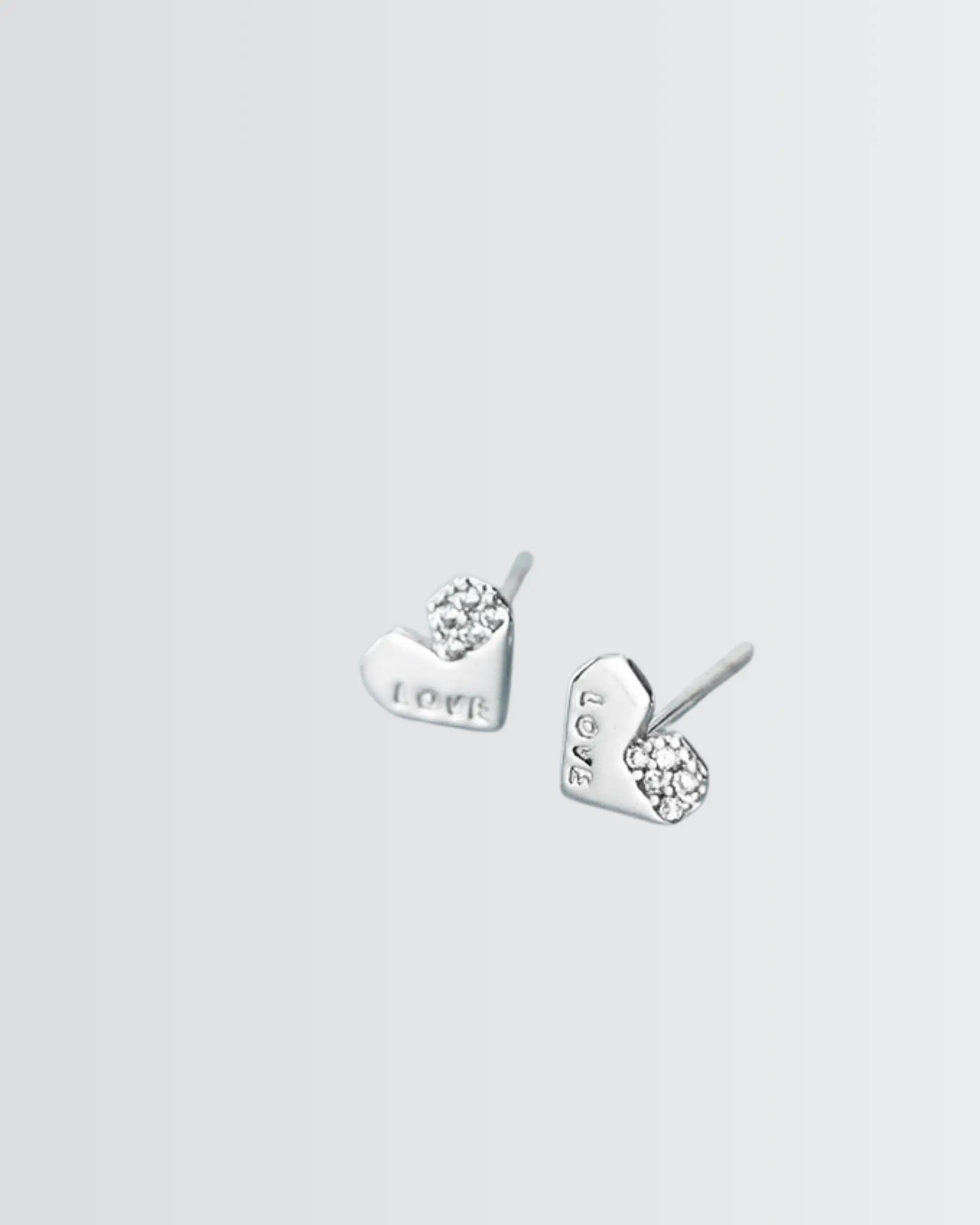 Heartlight Minimal Studs - Silver Earrings by BLINGLANE