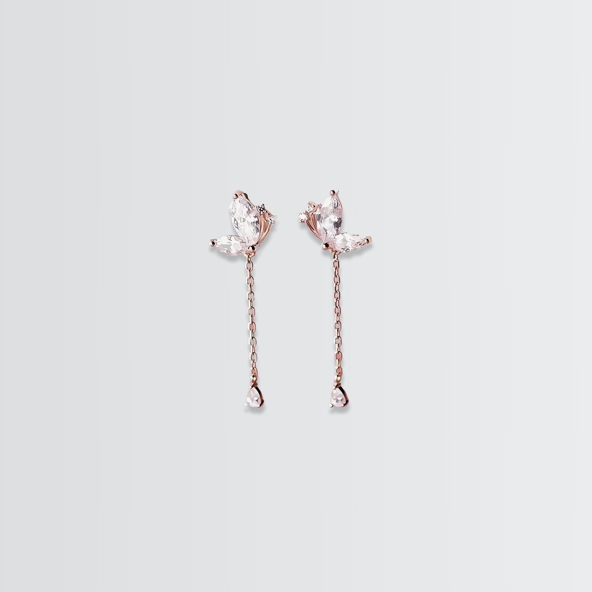 Glitterati Butterfly Chain Earrings - jewellery by BLINGLANE