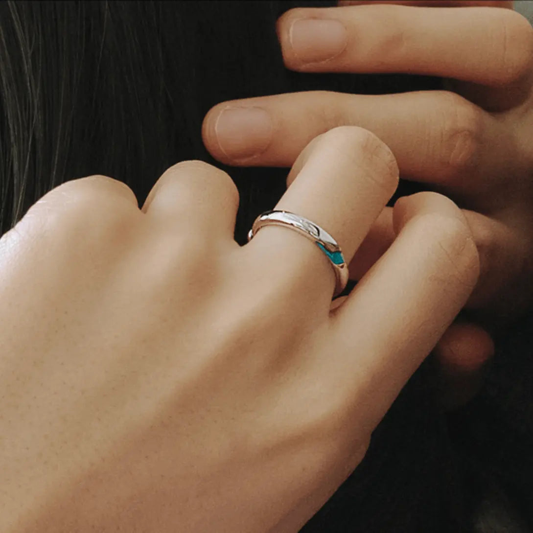 Let Our Love Flows Together Forever Love Bands - Silver Rings by BLINGLANE