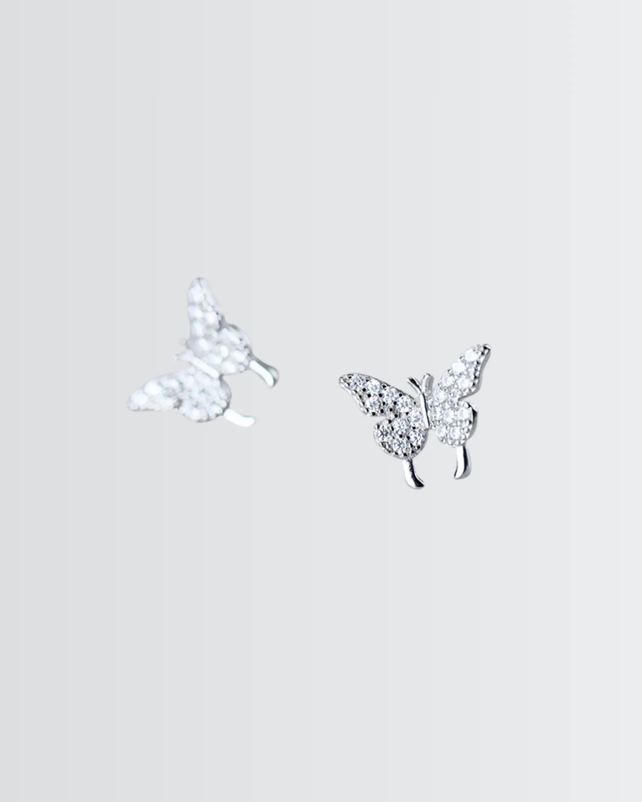Lil Flutterfly Studs - Silver Earrings by BLINGLANE