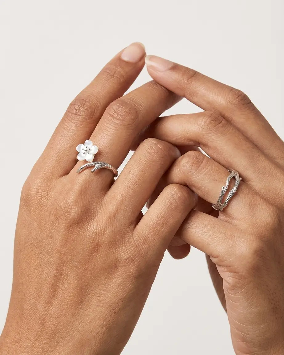 Live Simply Bloom Wildly Love Bands - Silver Rings by BLINGLANE