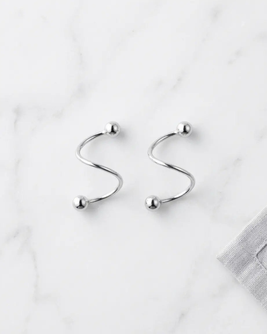 Mini Twirl Hug Earrings - Silver Earrings by BLINGLANE