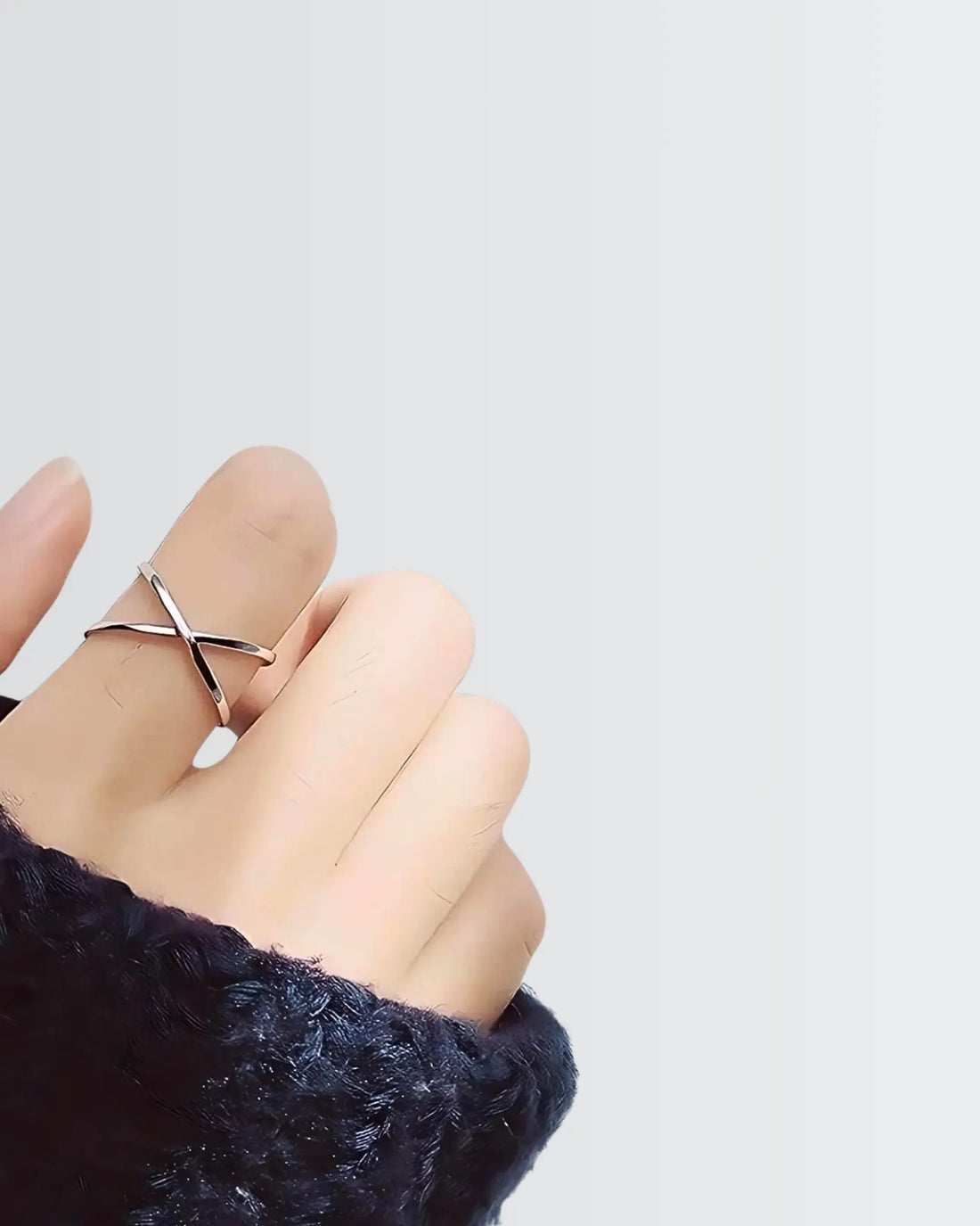 Minimal Crossways Ring - Silver Ring by BLINGLANE
