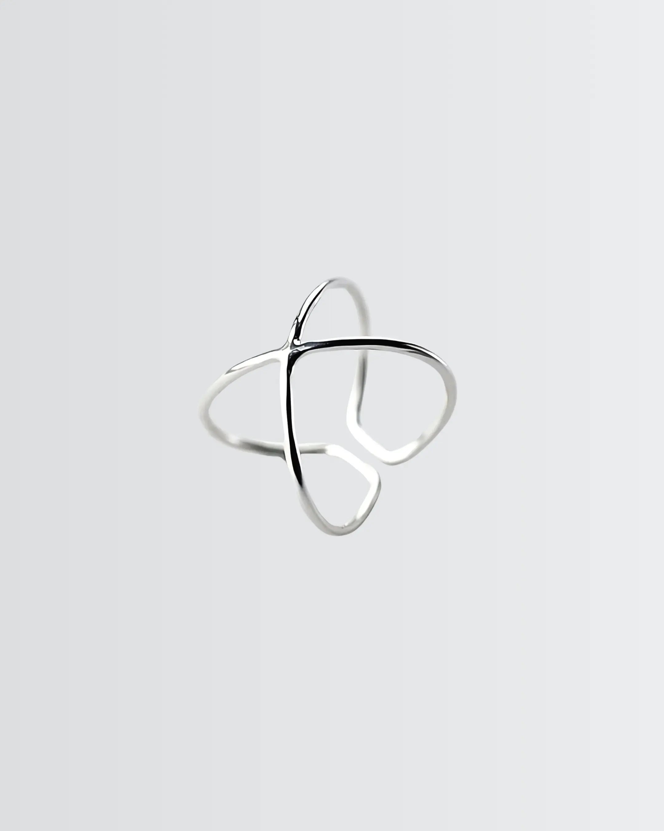 Minimal Crossways Ring - Silver Ring by BLINGLANE