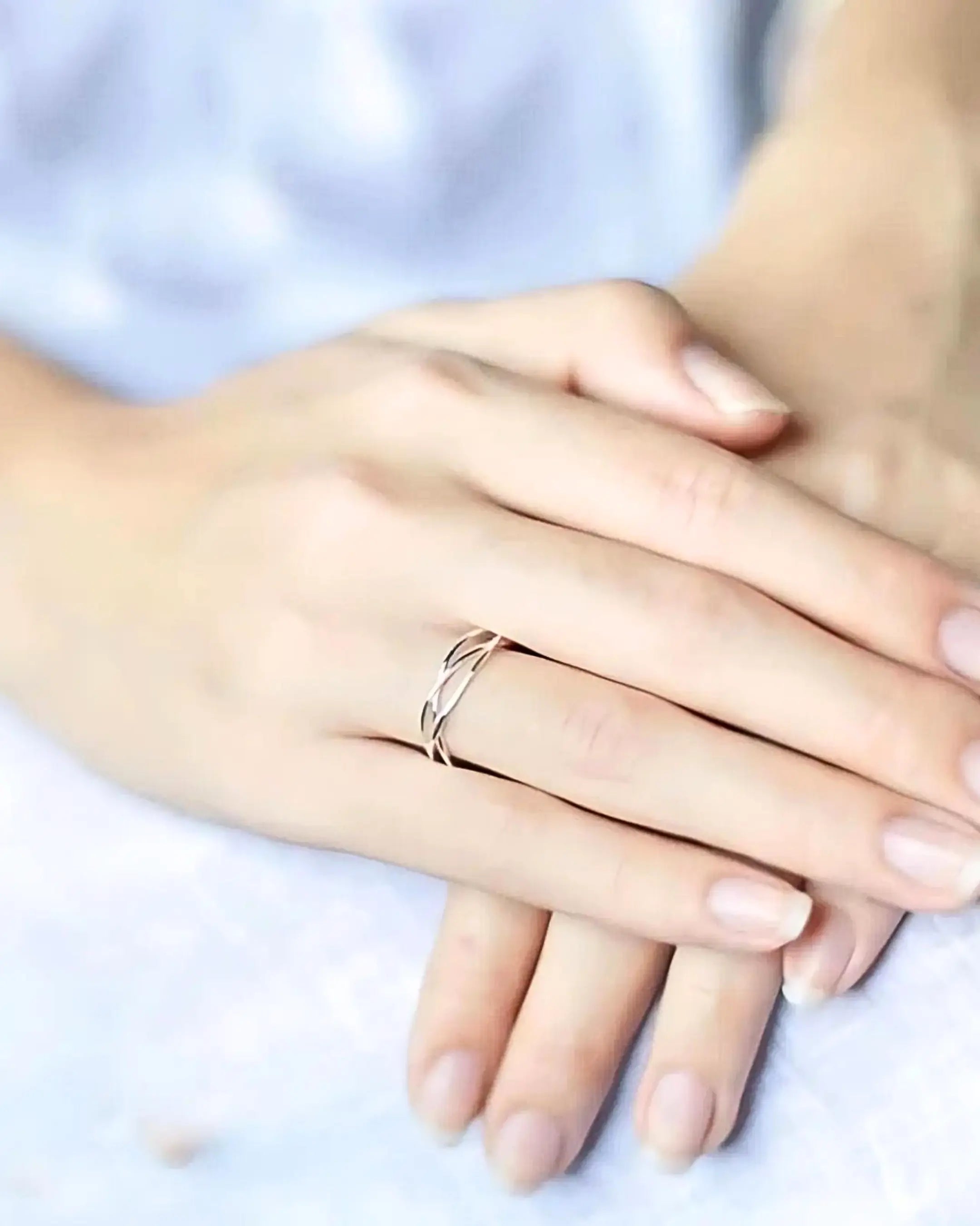 Minimal Crossways Ring - Silver Ring by BLINGLANE