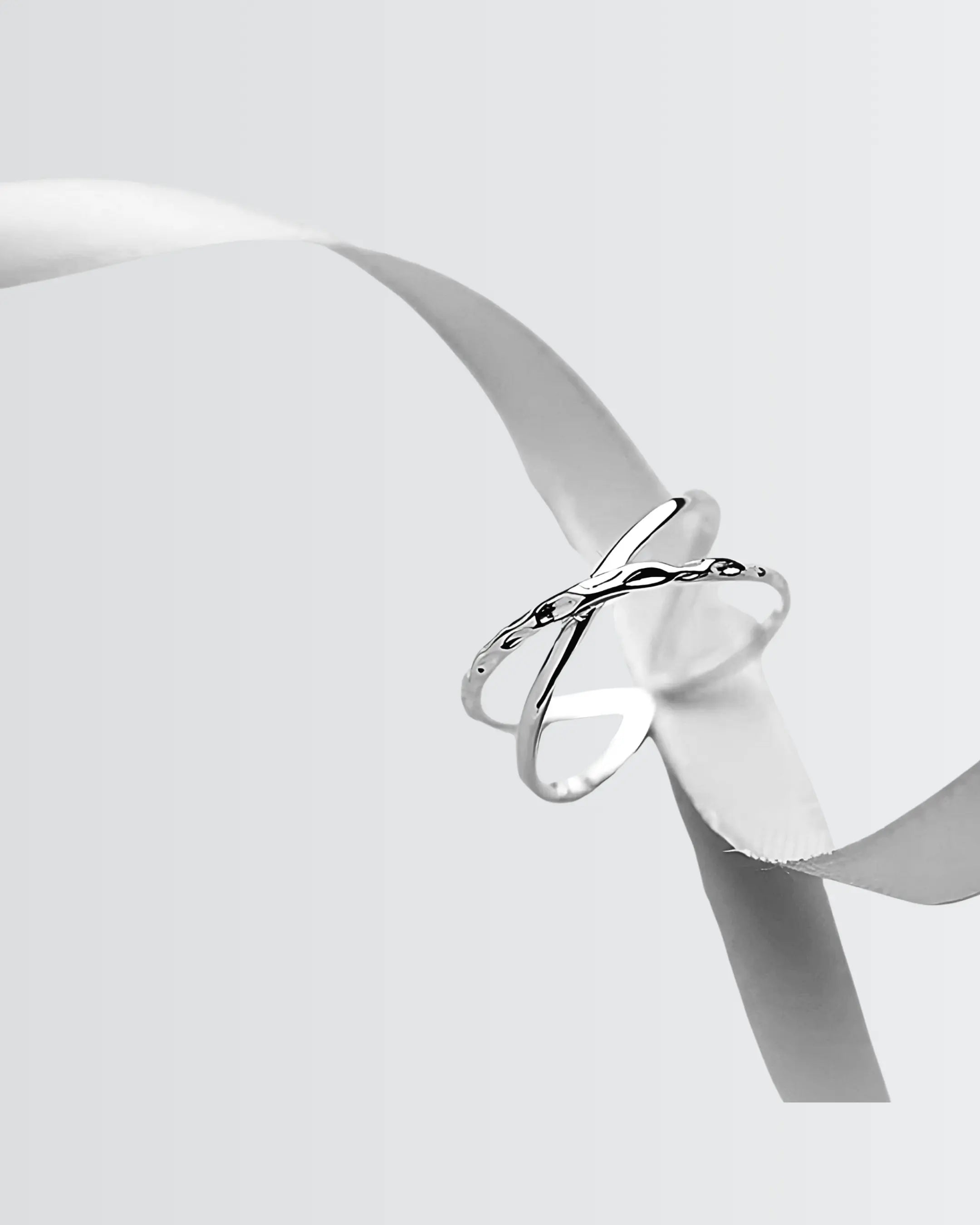 Minimal Crossways Ring - Silver Ring by BLINGLANE