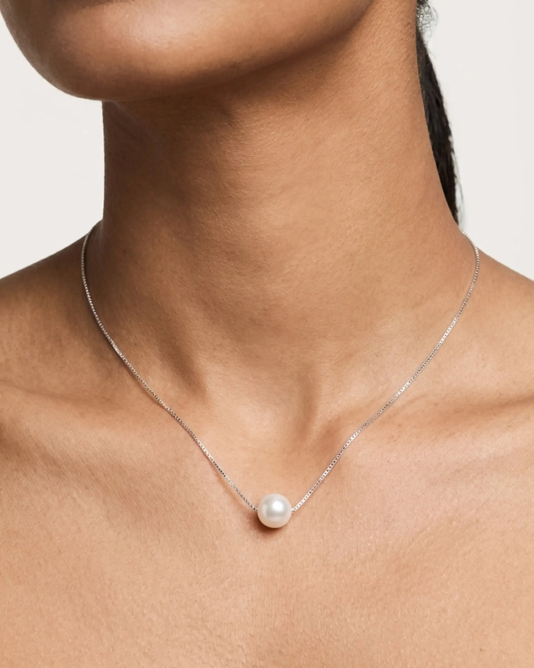 Minimal Pearl Necklace - Silver Necklace by BLINGLANE