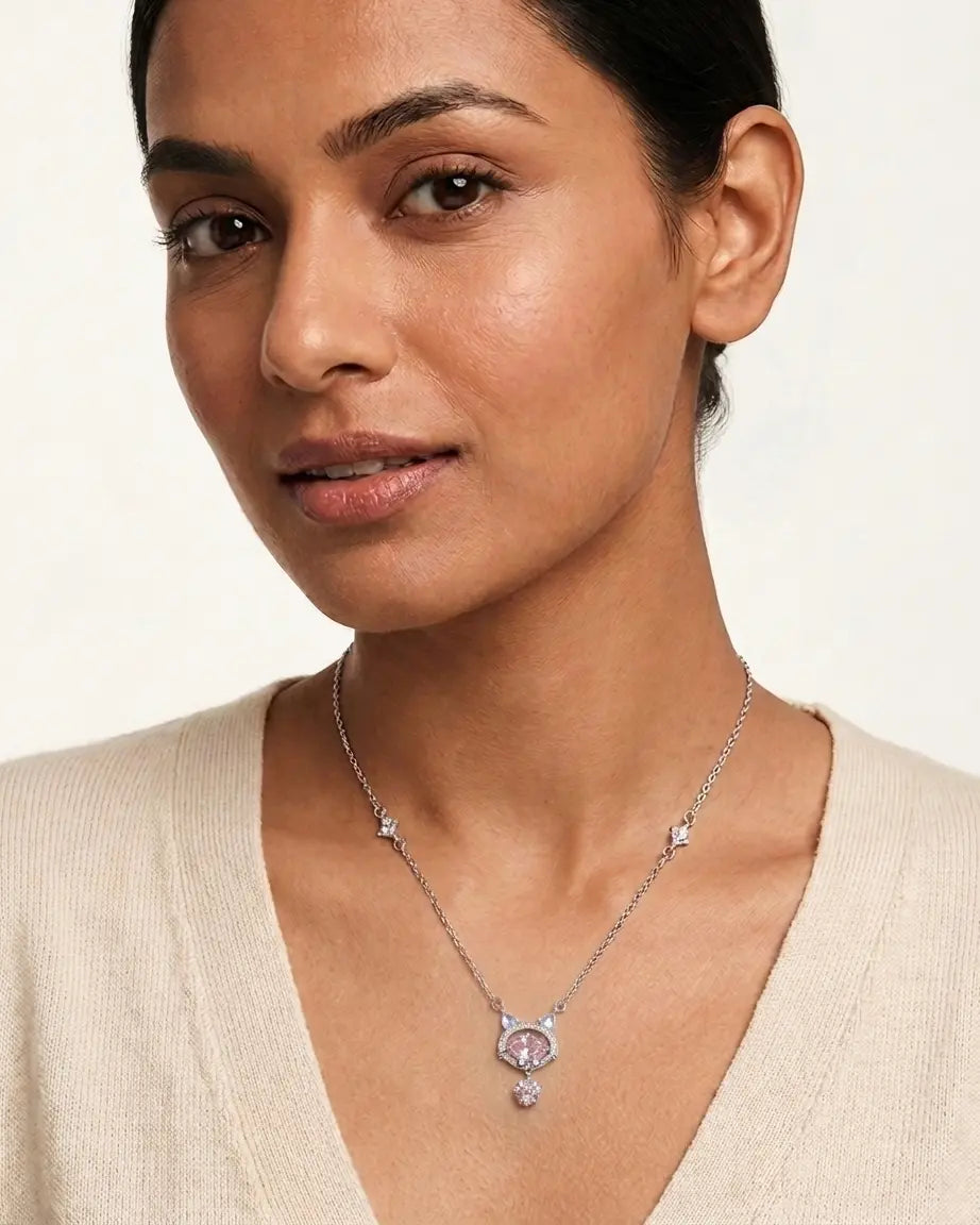 My Heart Meows For You Necklace - Silver Necklace by BLINGLANE