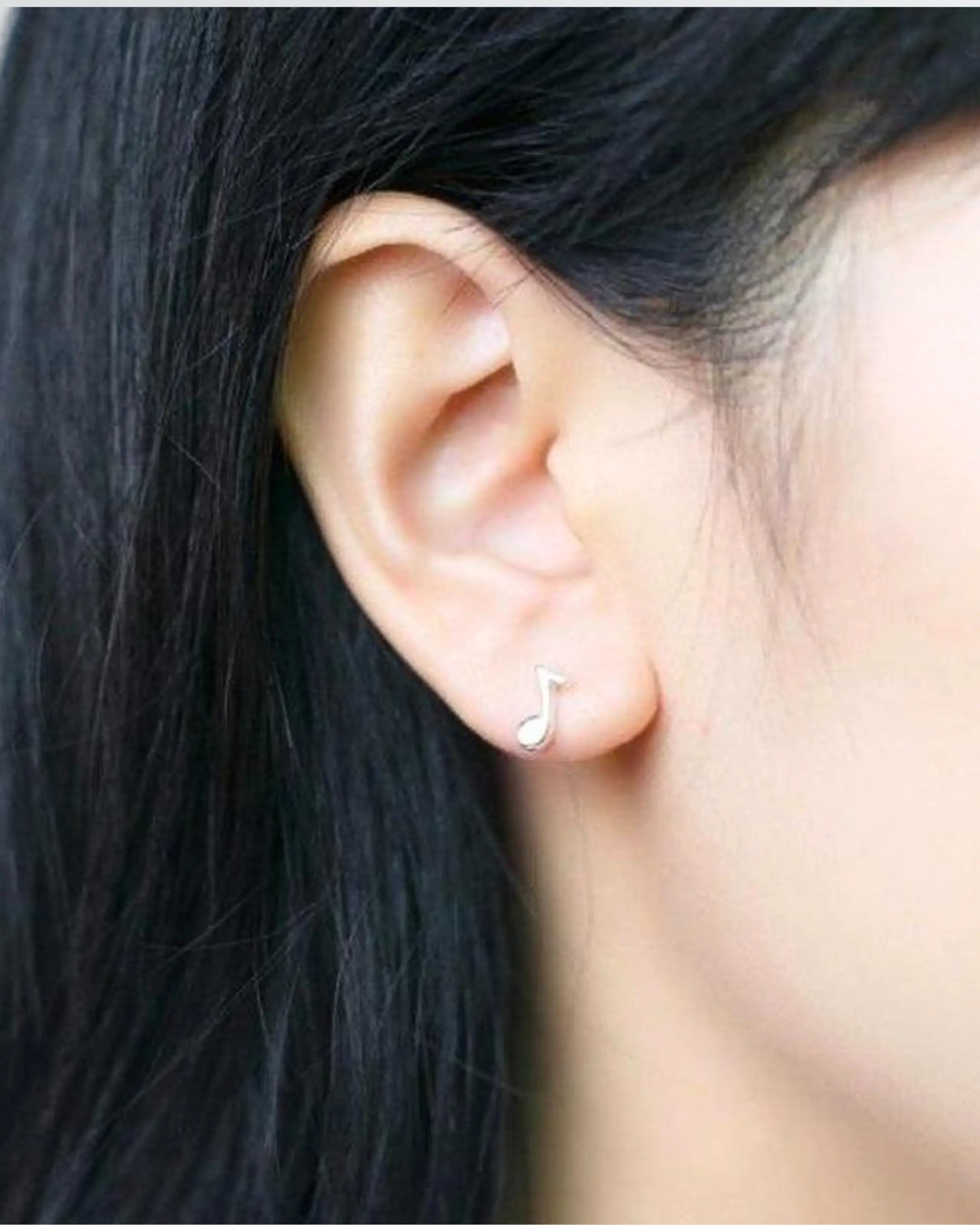 My Musical Notes Minimal Studs - Silver Earrings by BLINGLANE