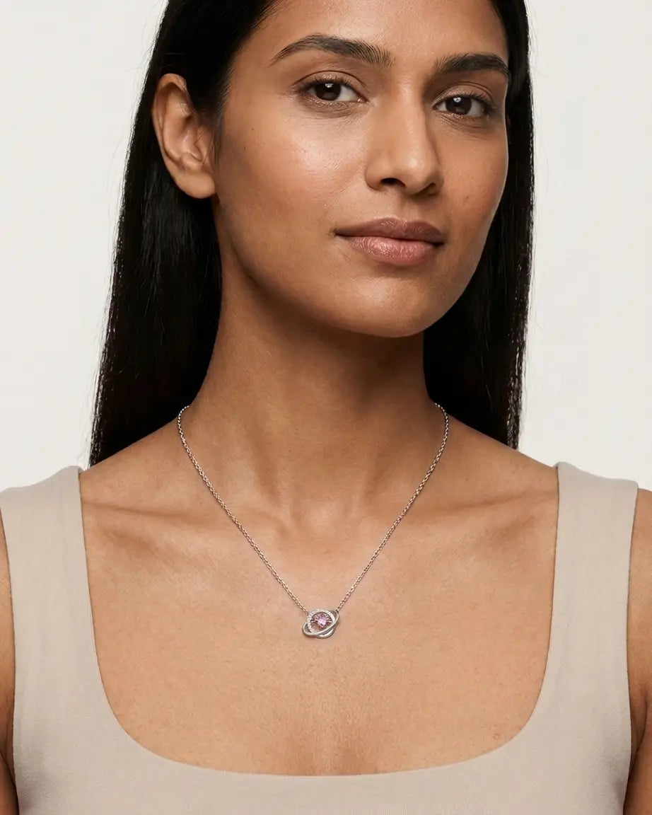 Orbiting You Love Necklace - Silver Necklace by BLINGLANE