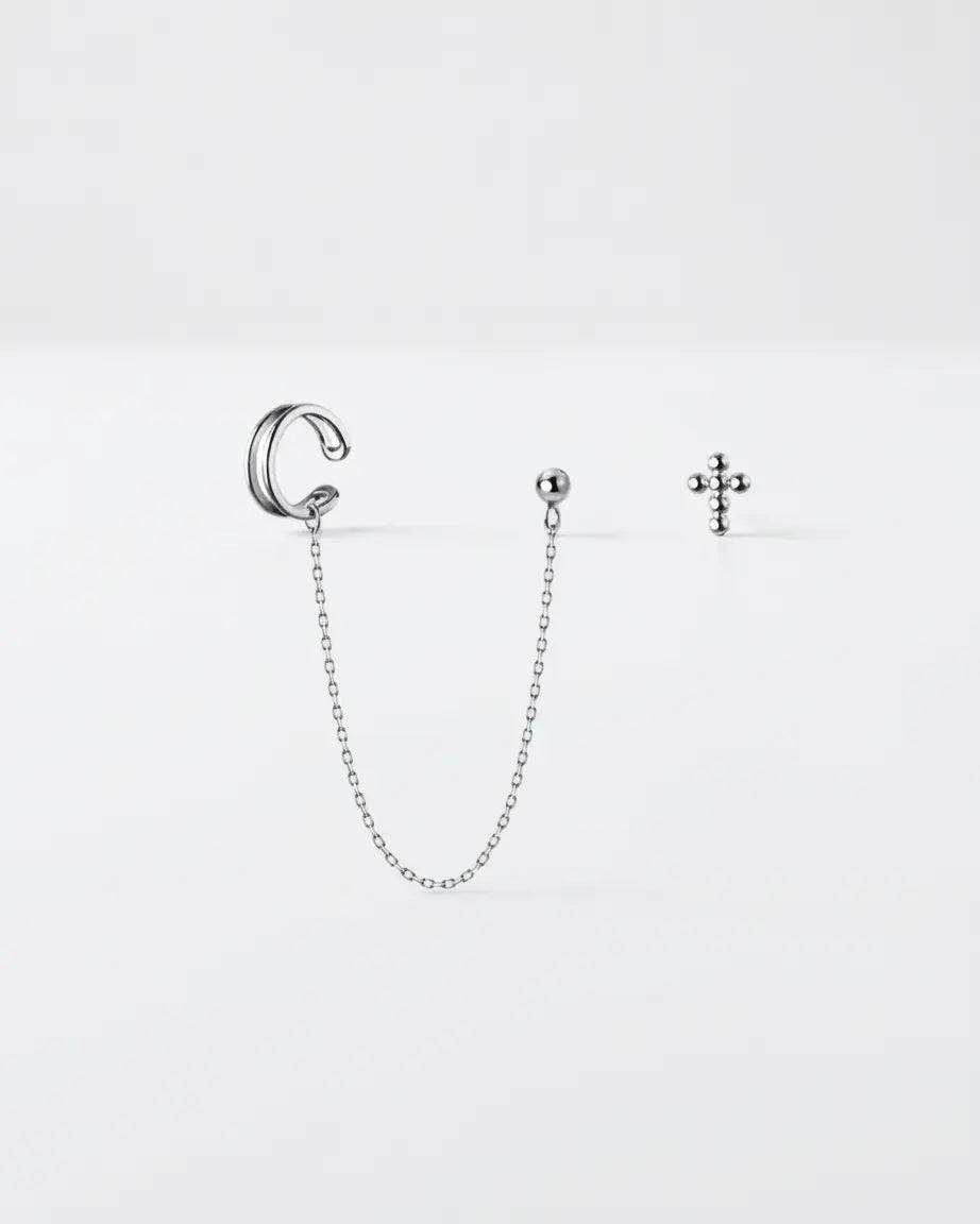 Polished Chic Cuff Earrings - Silver Earrings by BLINGLANE
