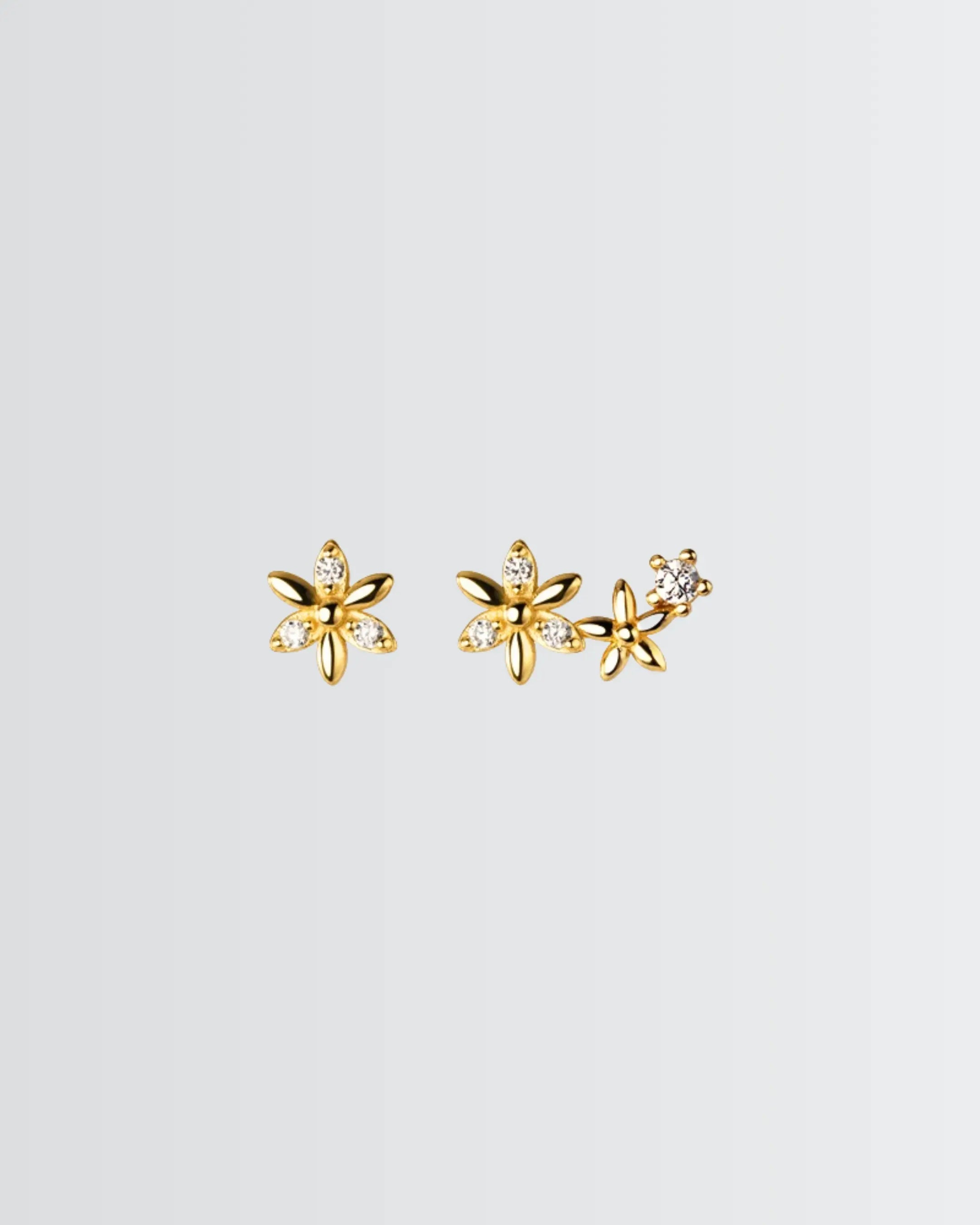 Pretty Petals Tiny Studs - Silver Earrings by BLINGLANE