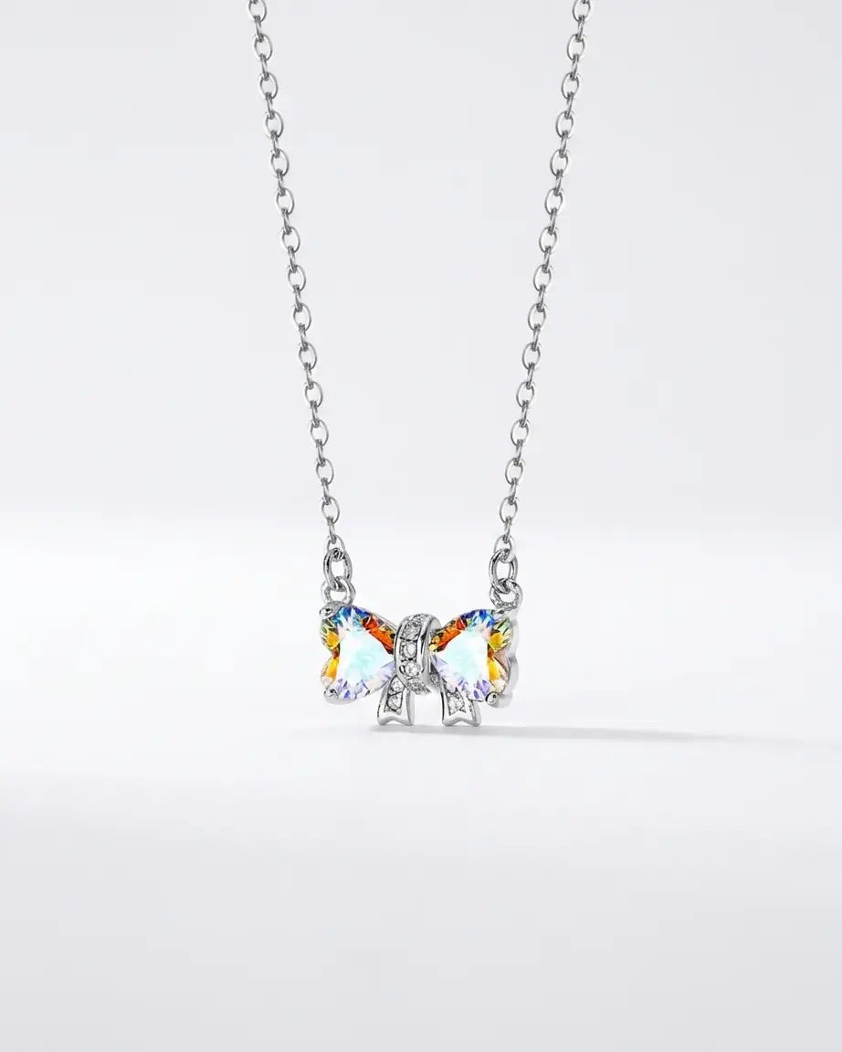 Rare Radiance Bow Necklace - Silver Necklace by BLINGLANE