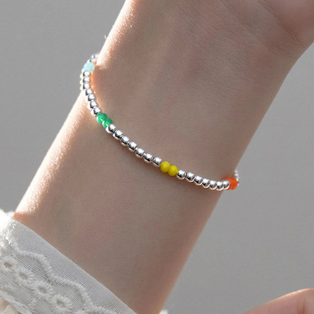 Silver Glow Beads Bracelet