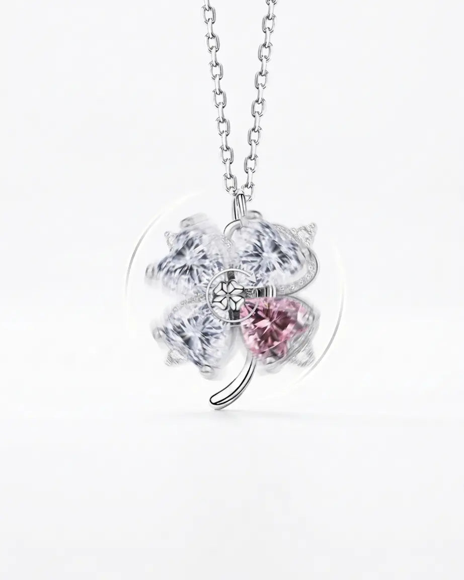 Spin & Shine Clover Necklace - Silver Necklace by BLINGLANE