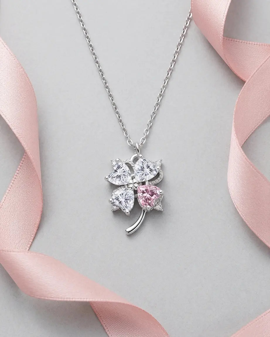 Spin & Shine Clover Necklace - Silver Necklace by BLINGLANE