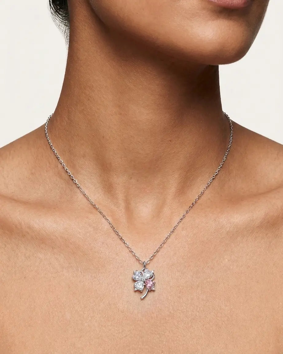 Spin & Shine Clover Necklace - Silver Necklace by BLINGLANE
