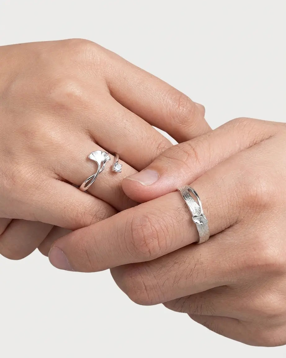 Timeless Leaves Love Bands - Silver Ring by BLINGLANE