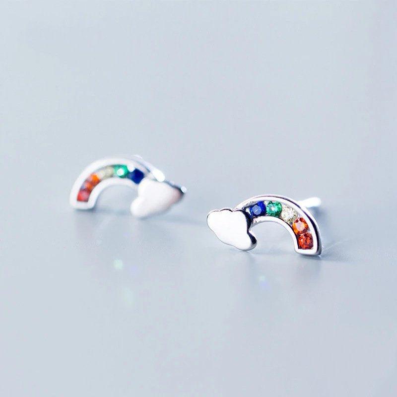 Love Lock Rainbow Color Zirconium Earrings Set