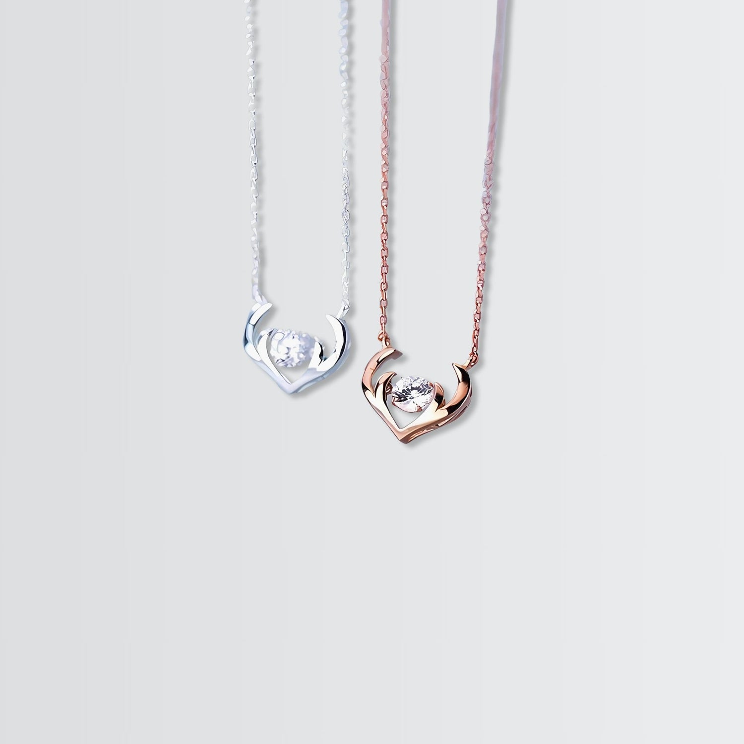 Antlers Solitaire Minimal Necklace