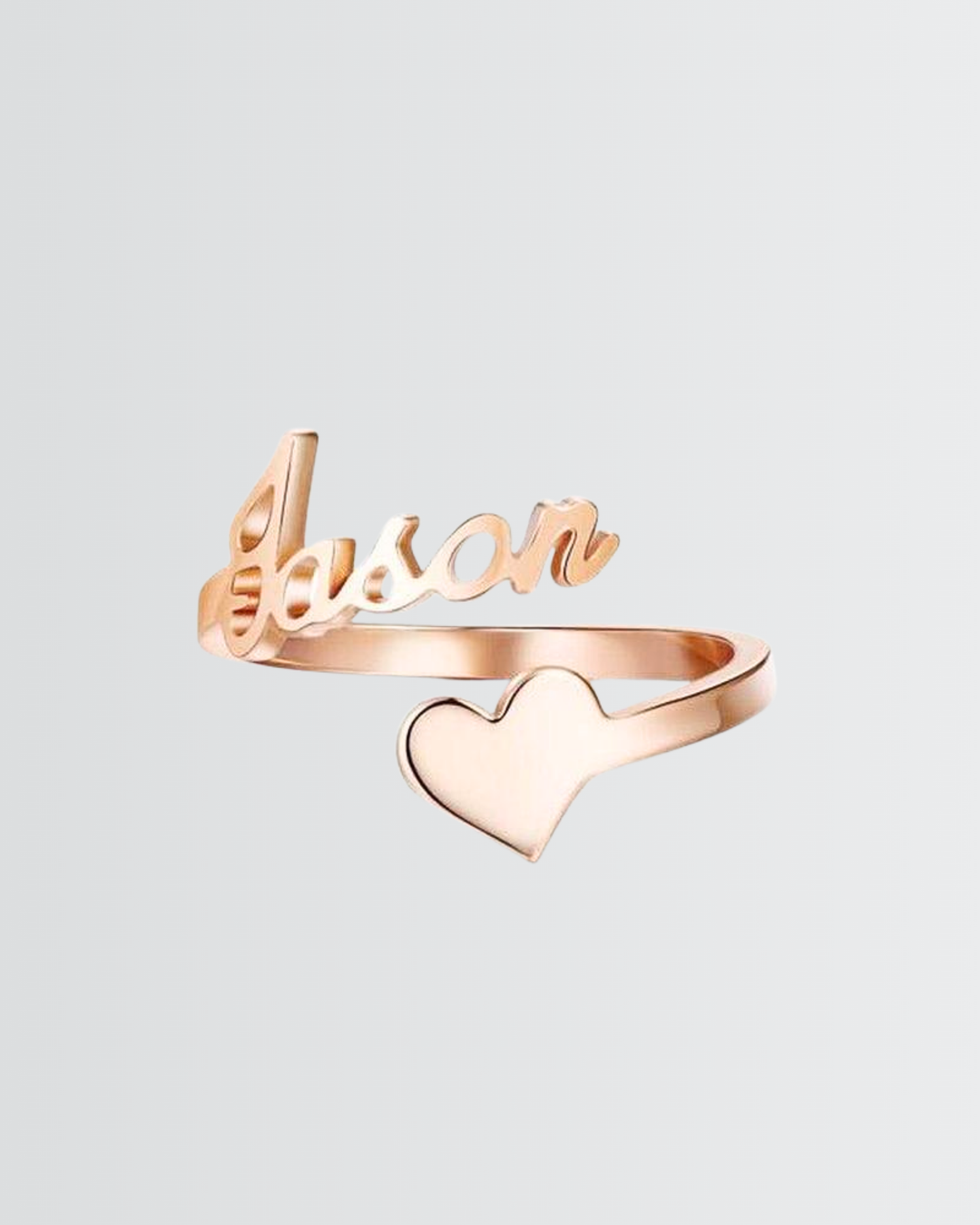 Personalize Your Name &amp; Heart Silver Ring