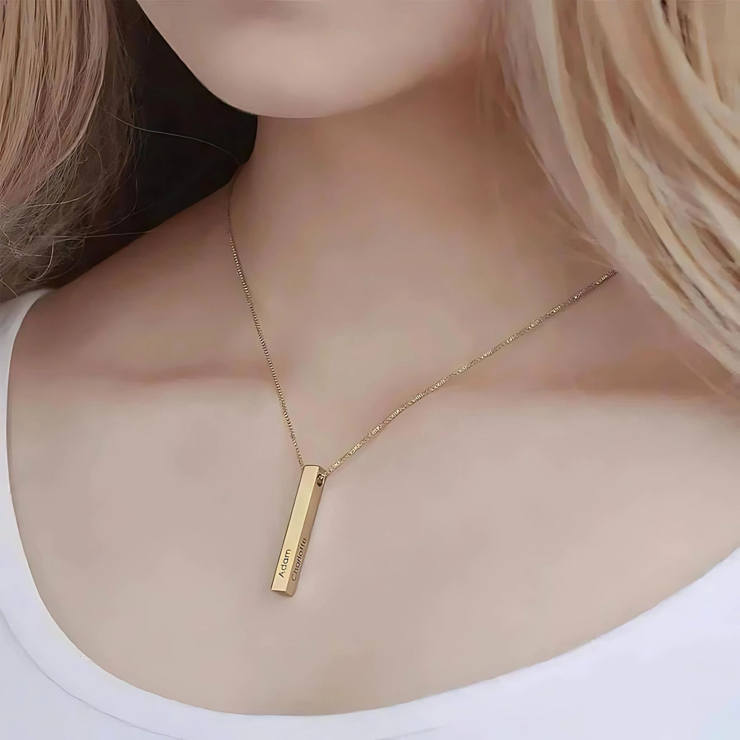 Personalize Your Name Vertical Bar Necklace