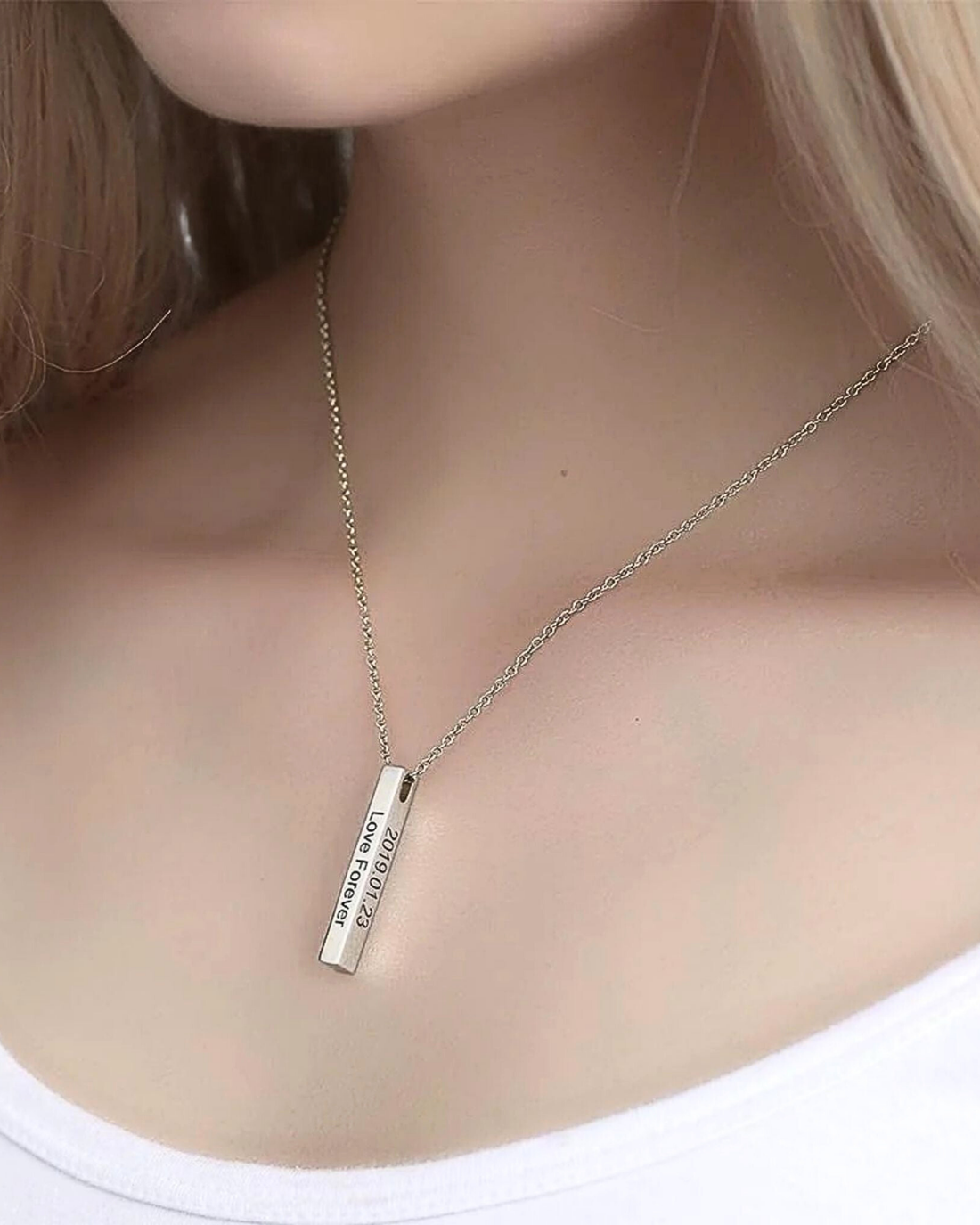 Personalize Your Name Vertical Bar Necklace