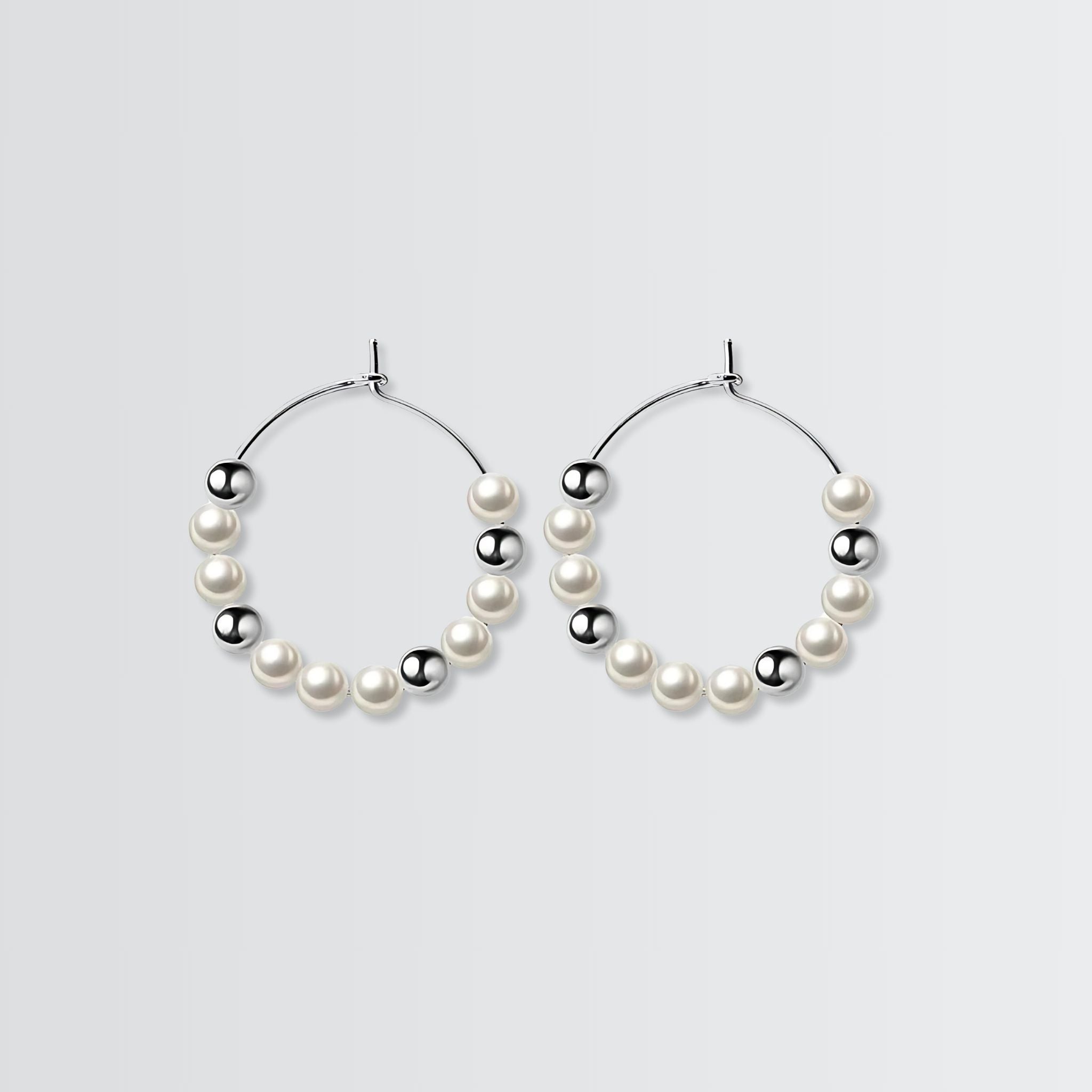 Exquisite Pearl Hoops